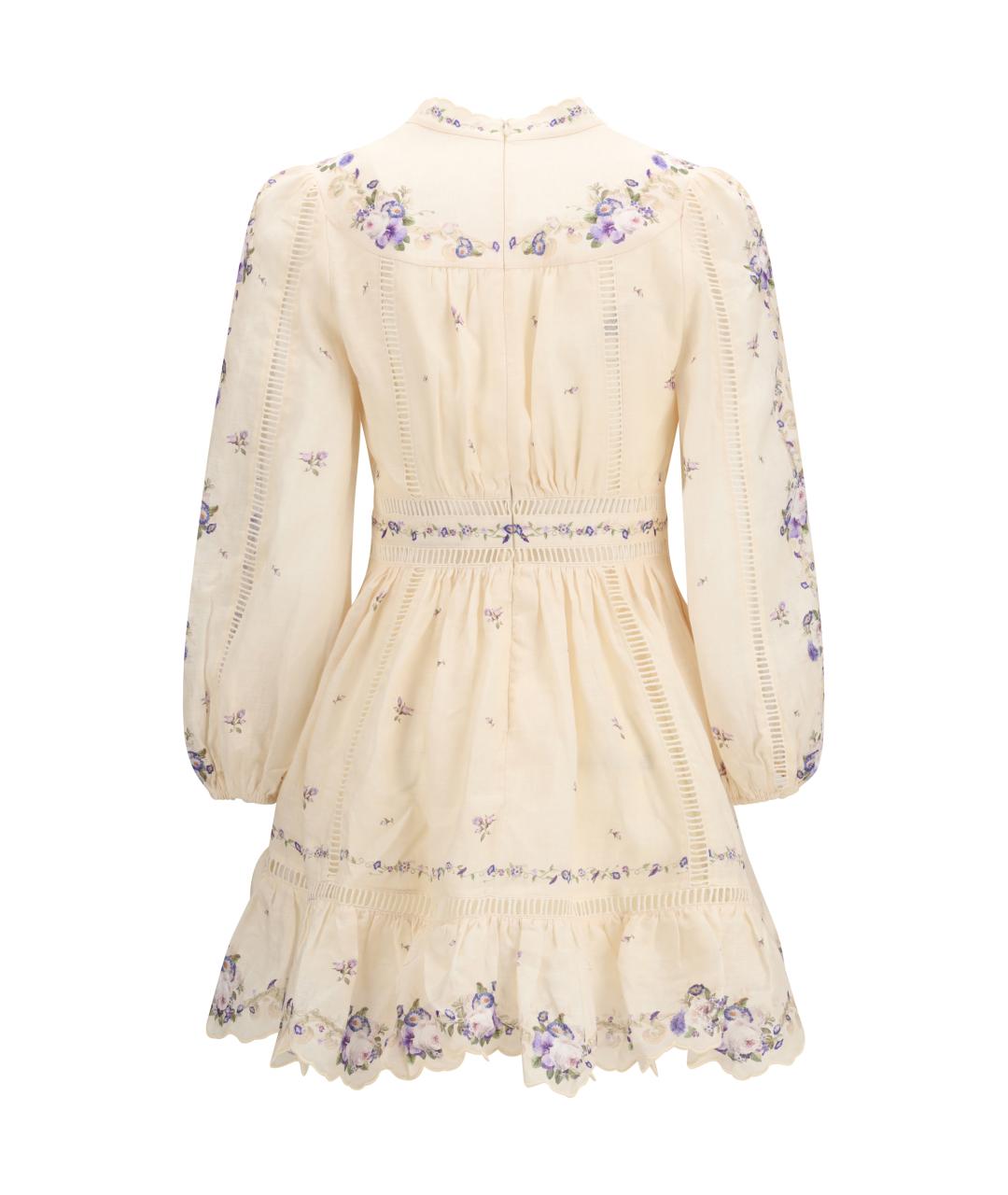 ZIMMERMANN Бежевое льняное повседневное платье, фото 2