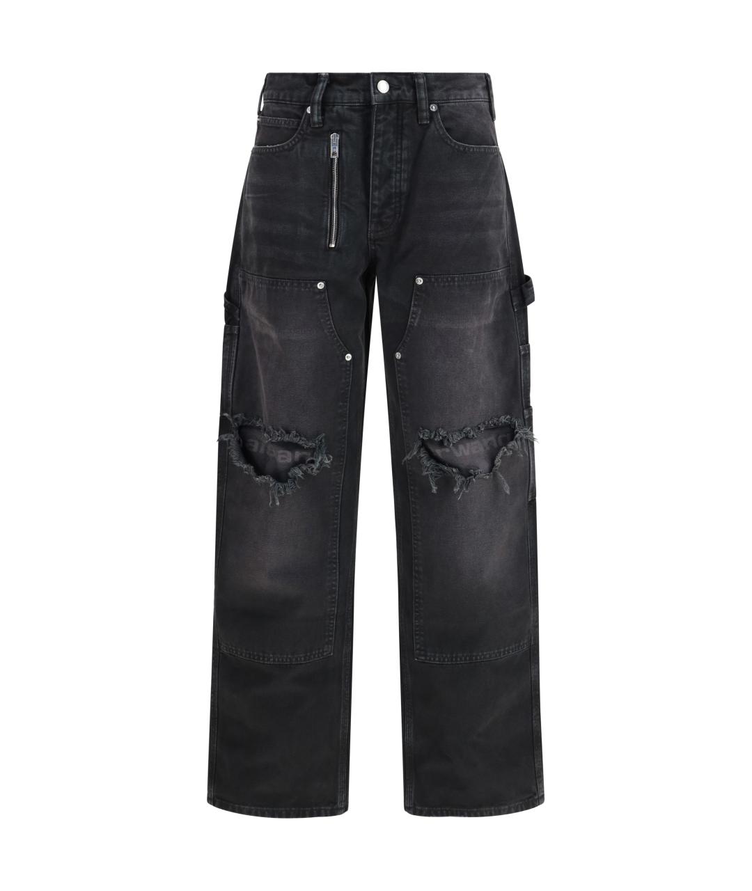 ALEXANDER WANG Черные хлопковые прямые джинсы, фото 1