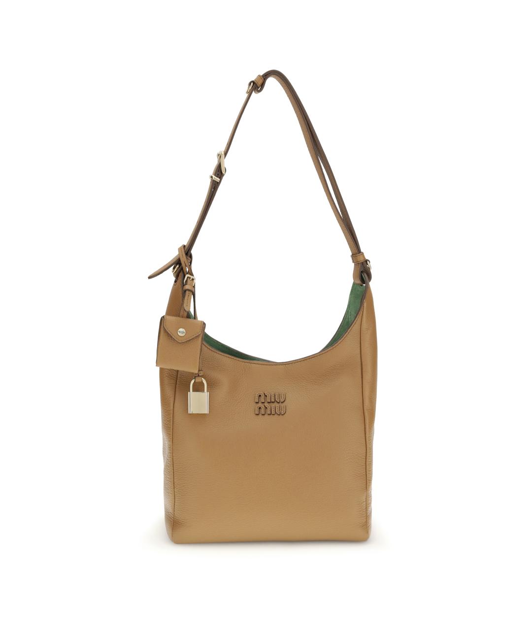 MIU MIU Коричневая кожаная сумка через плечо, фото 1