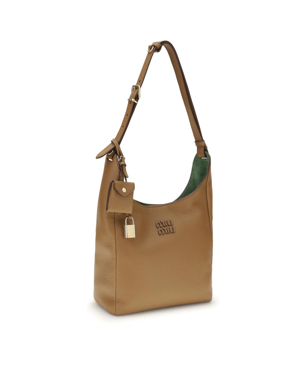 MIU MIU Коричневая кожаная сумка через плечо, фото 2