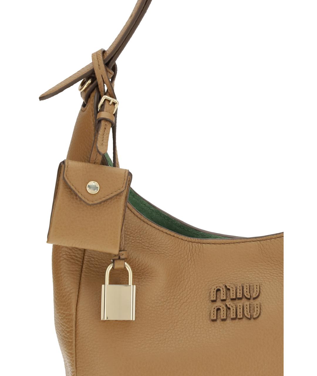 MIU MIU Коричневая кожаная сумка через плечо, фото 4