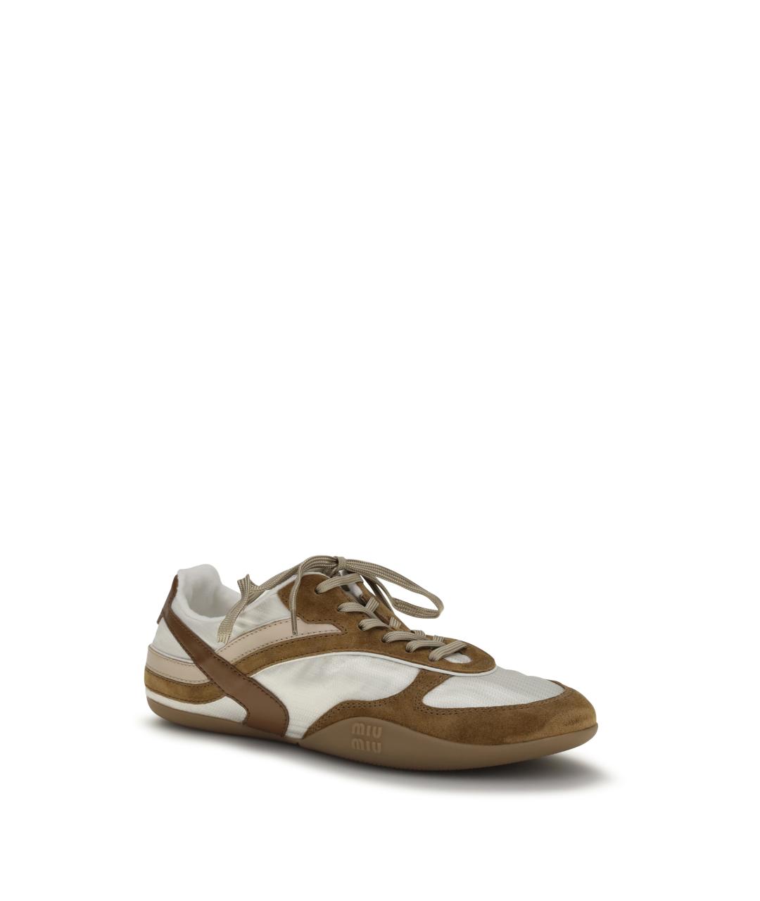 MIU MIU Коричневые кожаные кроссовки, фото 2