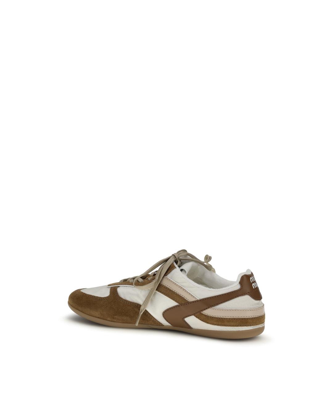 MIU MIU Коричневые кожаные кроссовки, фото 3