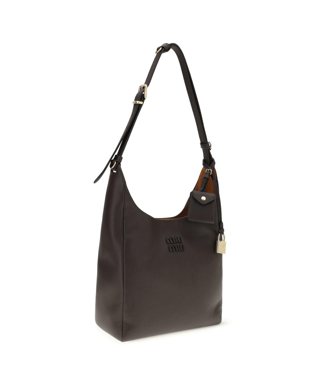 MIU MIU Коричневая кожаная сумка через плечо, фото 2