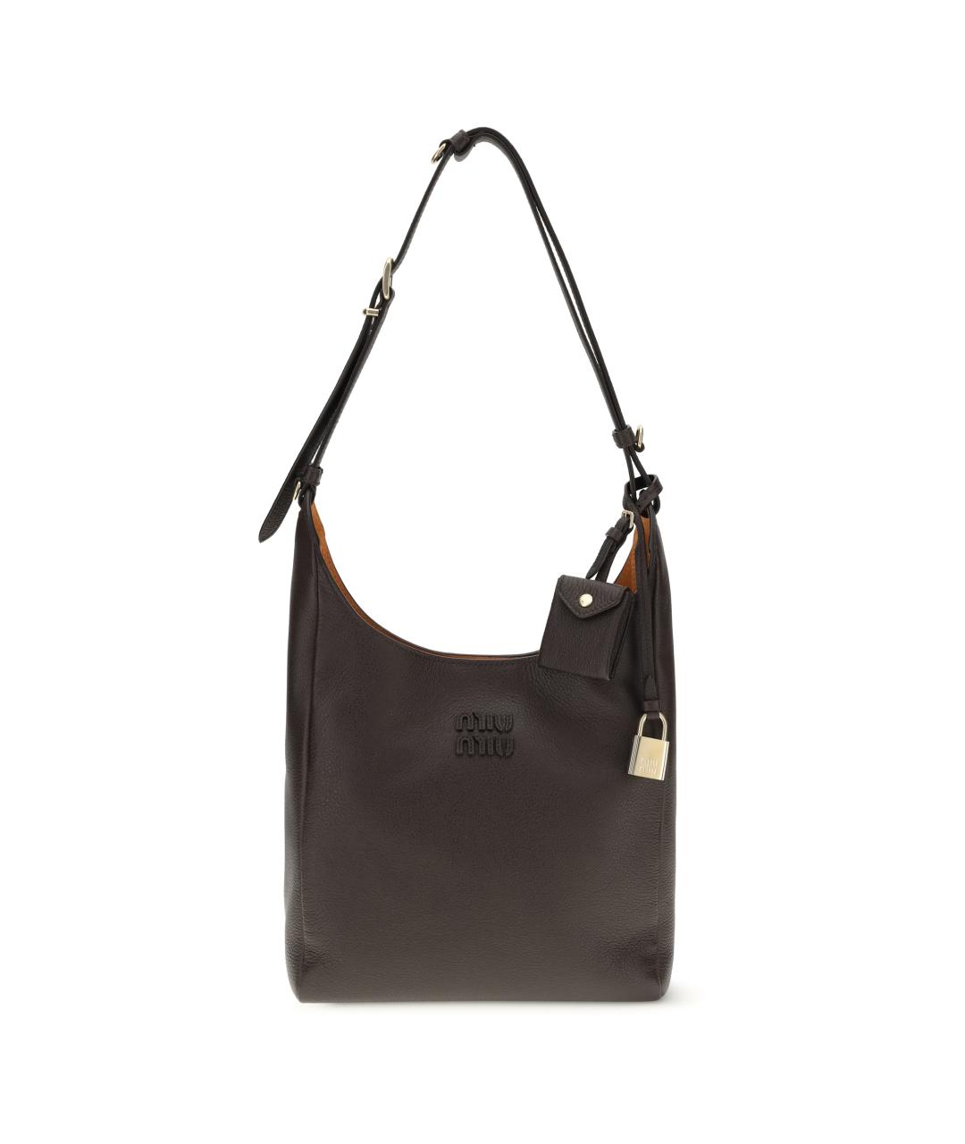MIU MIU Коричневая кожаная сумка через плечо, фото 1