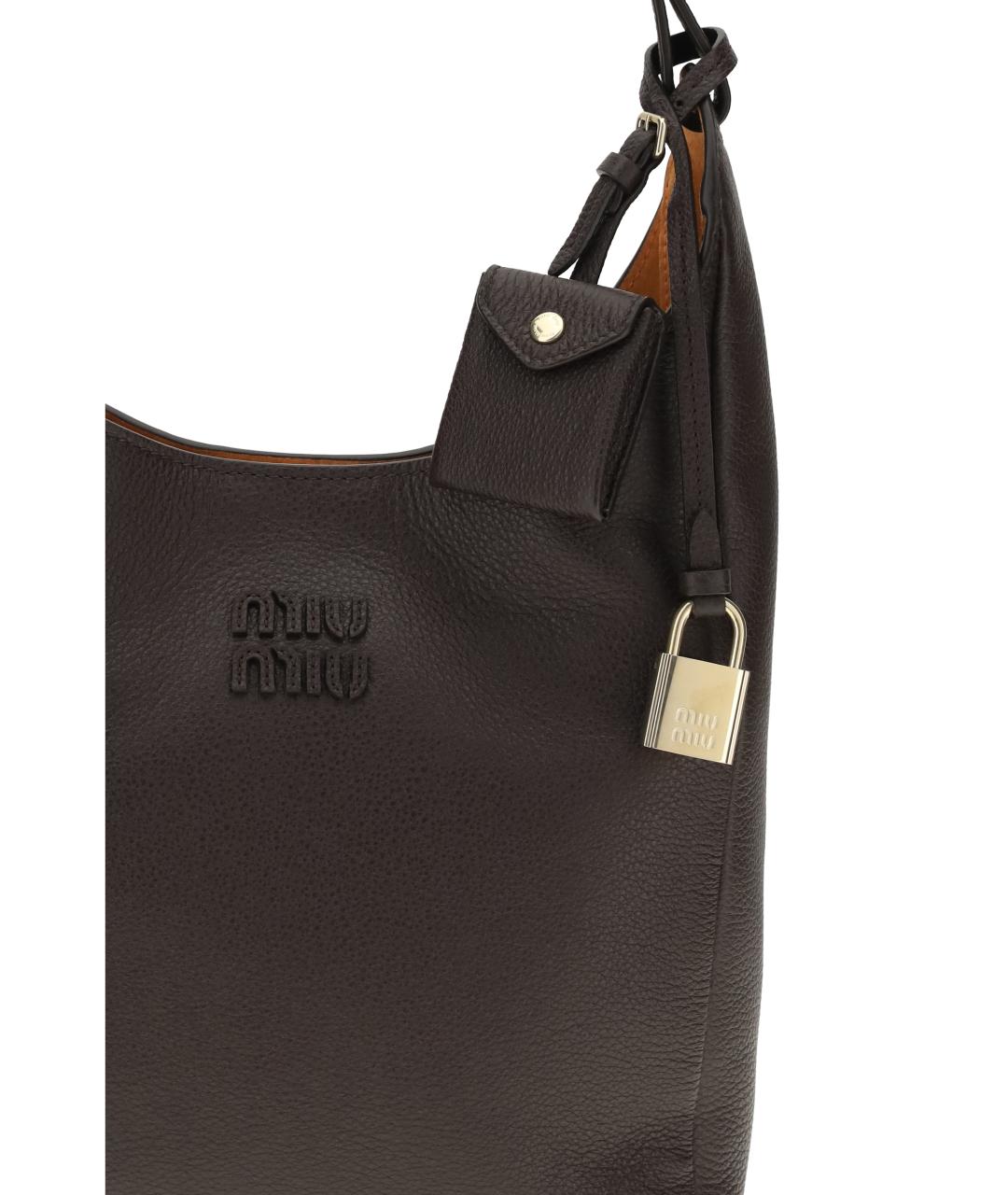 MIU MIU Коричневая кожаная сумка через плечо, фото 4