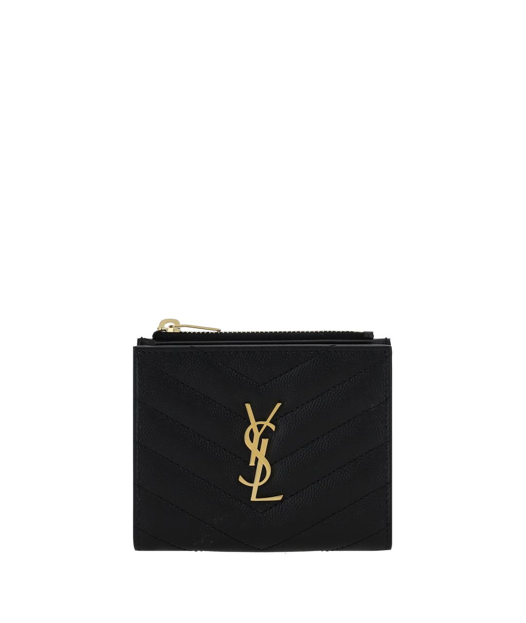 SAINT LAURENT Черный кожаный кардхолдер, фото 1