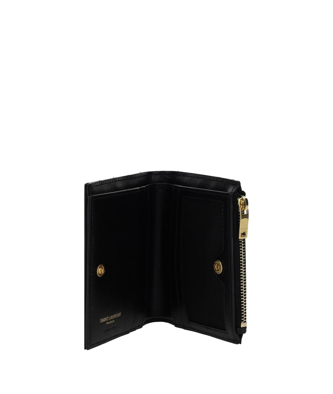 SAINT LAURENT Черный кожаный кардхолдер, фото 3
