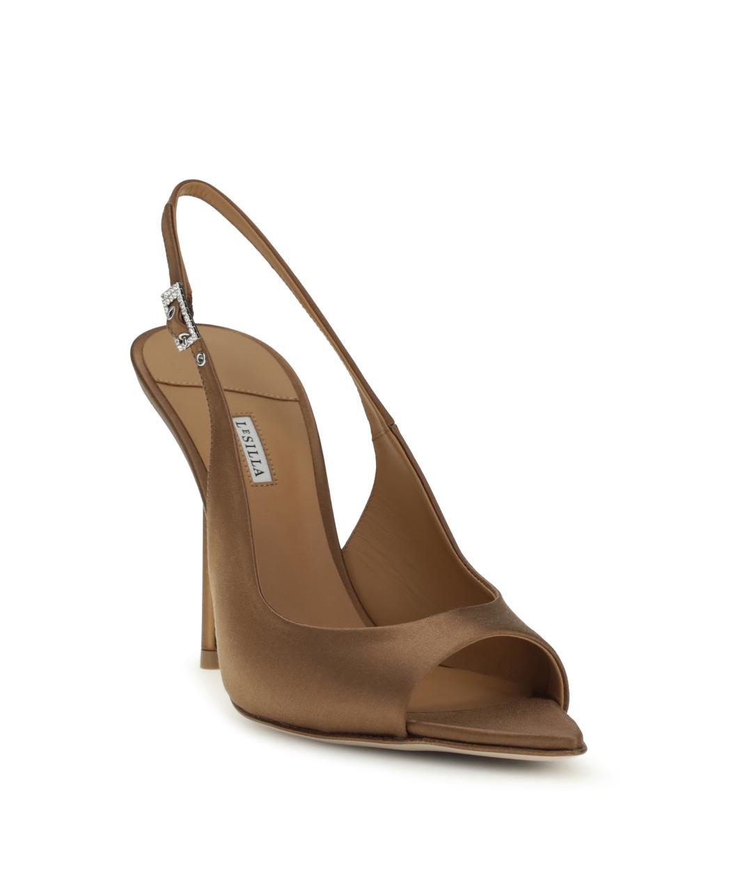 LE SILLA Коричневые текстильные босоножки, фото 2