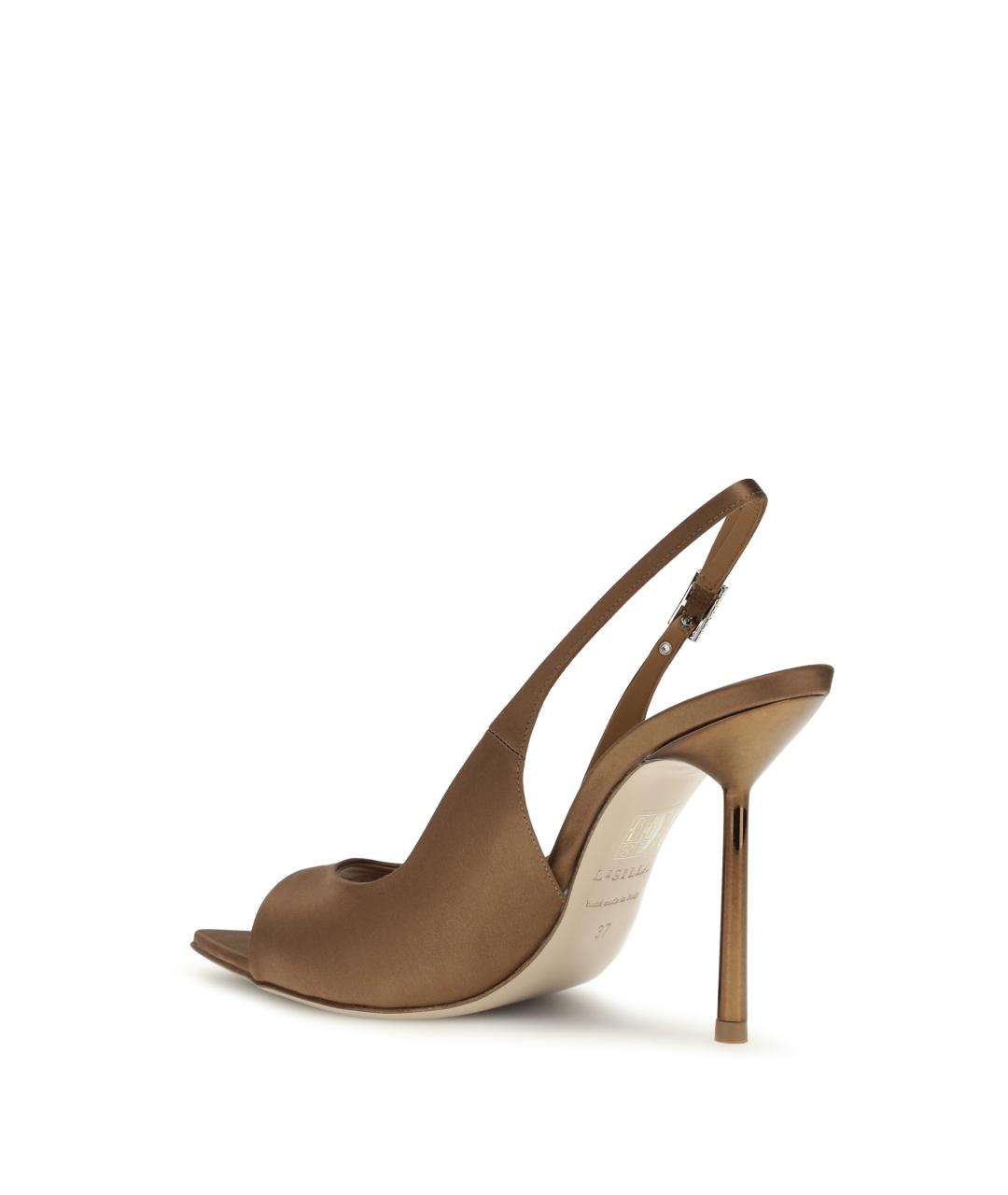 LE SILLA Коричневые текстильные босоножки, фото 3