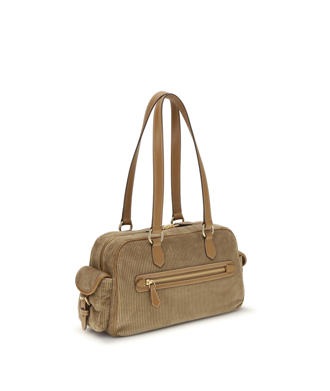 MIU MIU Бежевая хлопковая сумка через плечо, фото 3