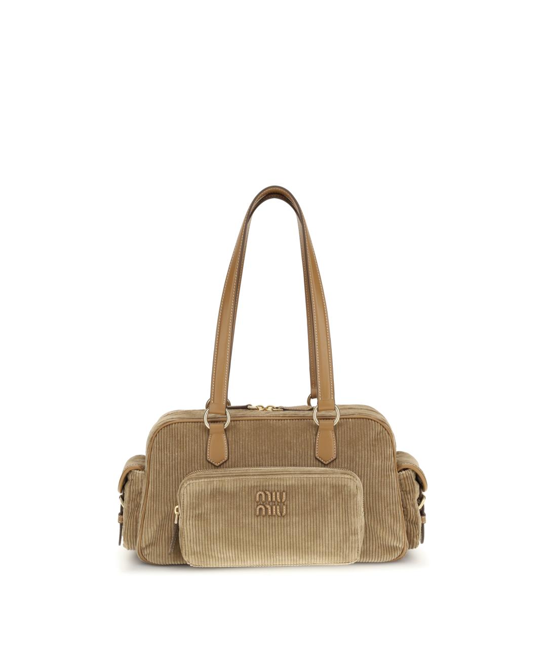 MIU MIU Бежевая хлопковая сумка через плечо, фото 1