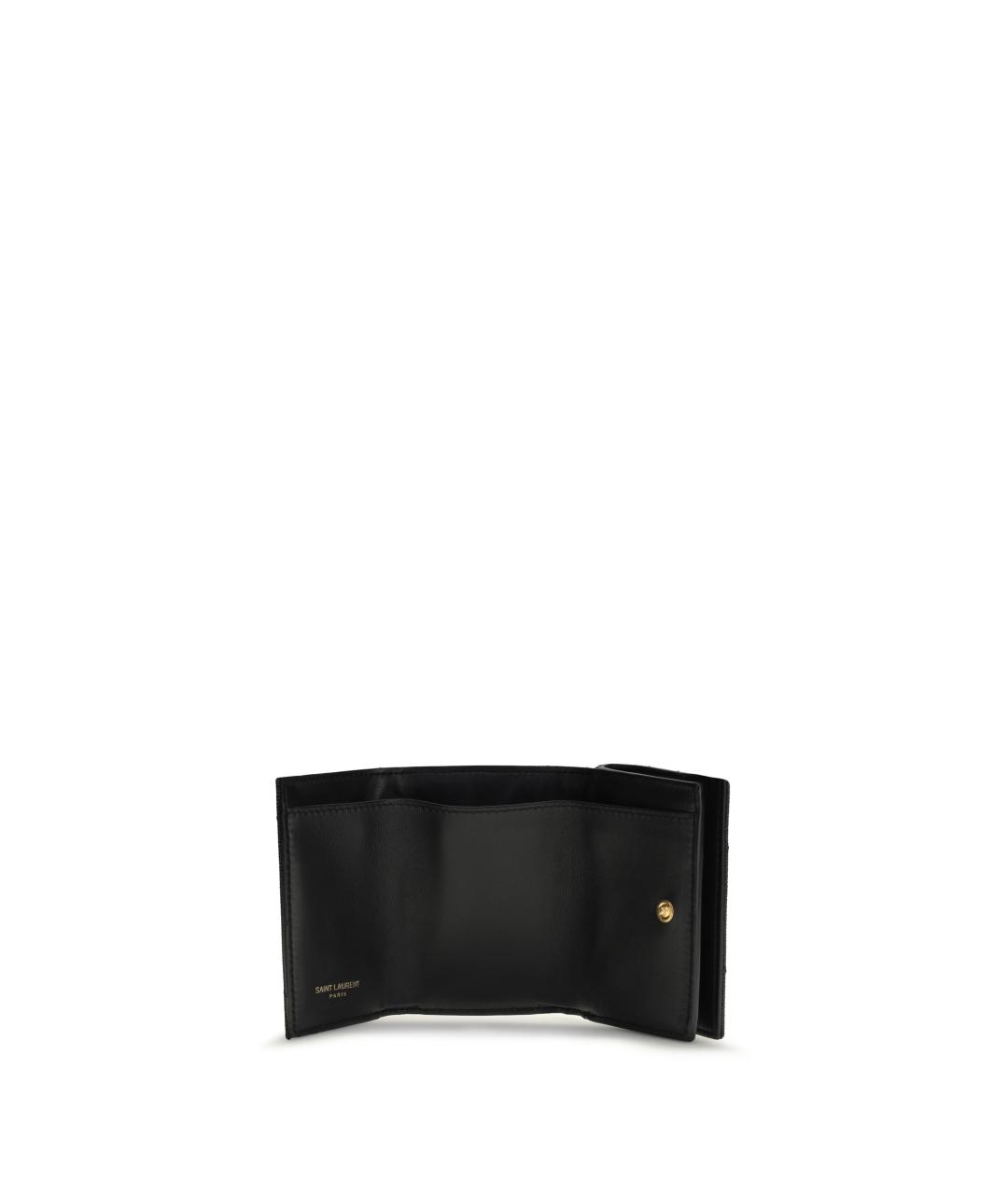 SAINT LAURENT Черный кожаный кошелек, фото 3