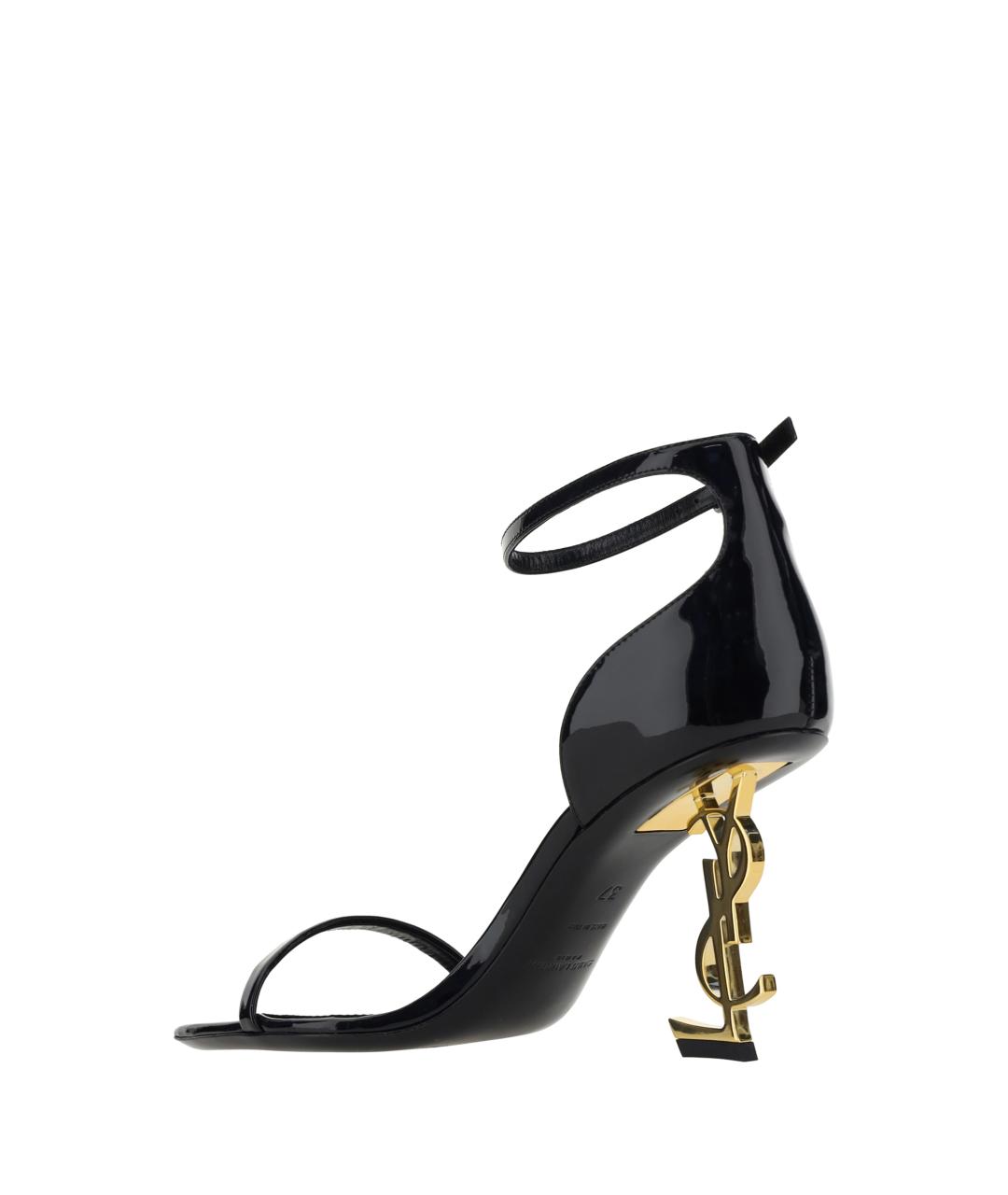 SAINT LAURENT Черные босоножки из лакированной кожи, фото 3