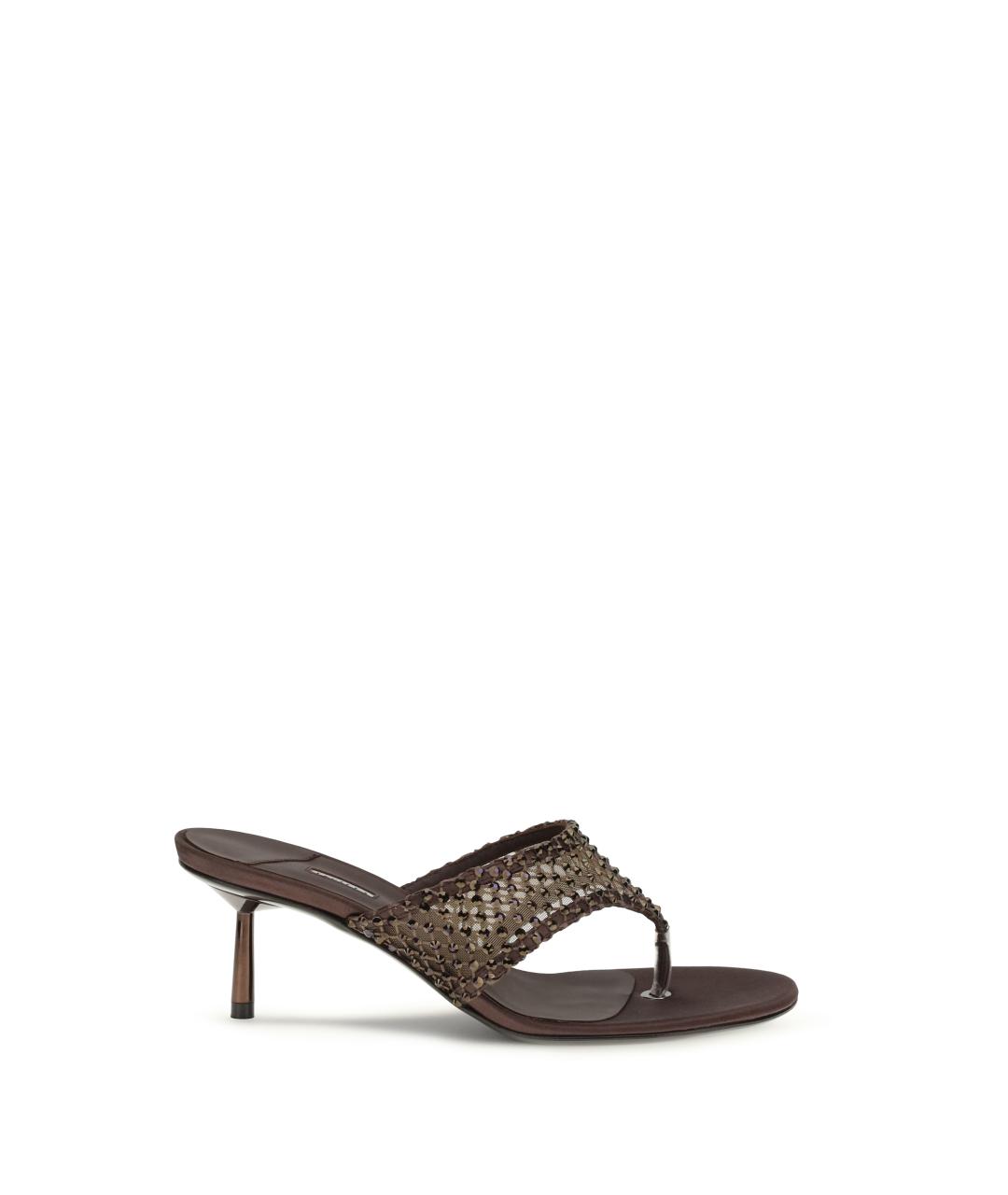 LE SILLA Коричневые кожаные мюли, фото 1