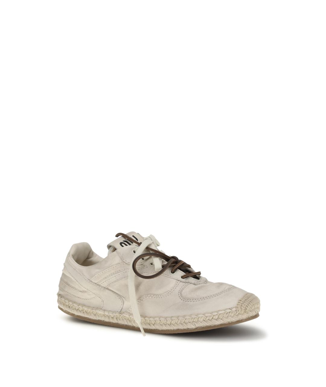 MIU MIU Бежевые текстильные кроссовки, фото 2