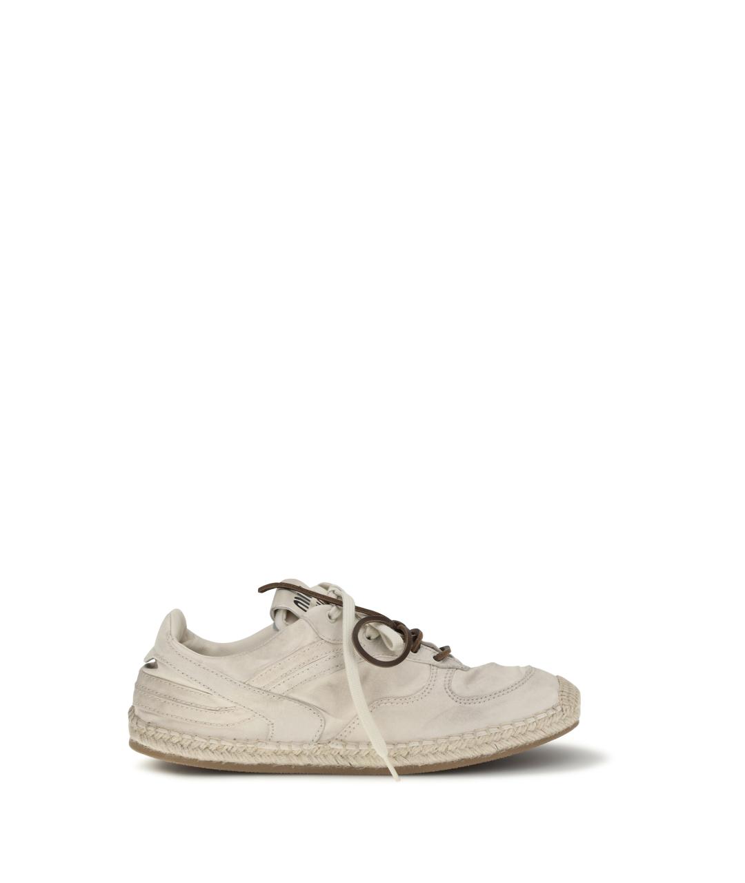 MIU MIU Бежевые текстильные кроссовки, фото 1