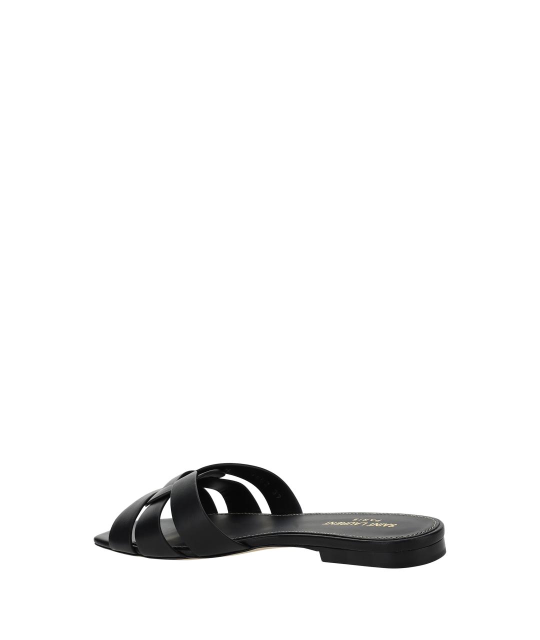 SAINT LAURENT Черные кожаные шлепанцы, фото 3
