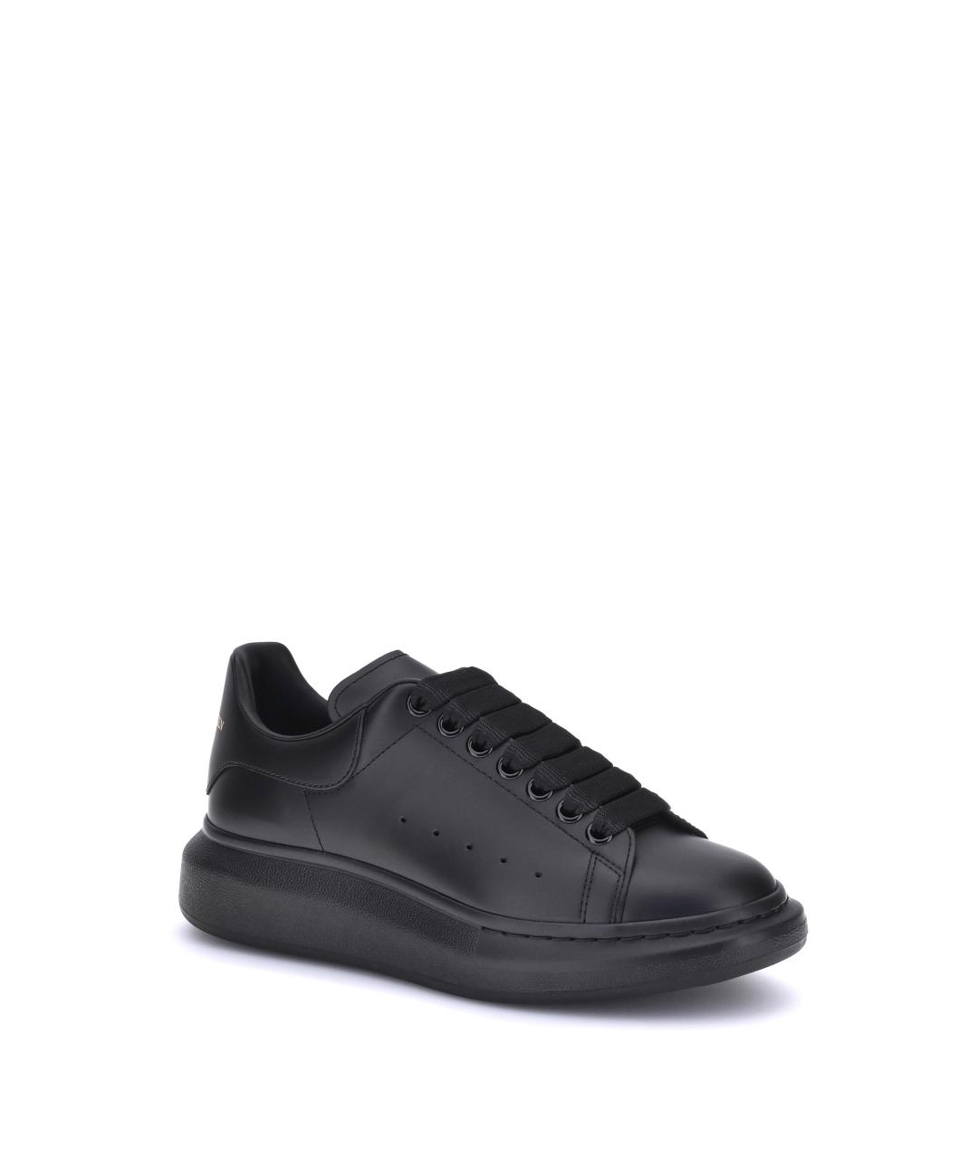 ALEXANDER MCQUEEN Черные кожаные низкие кроссовки / кеды, фото 2