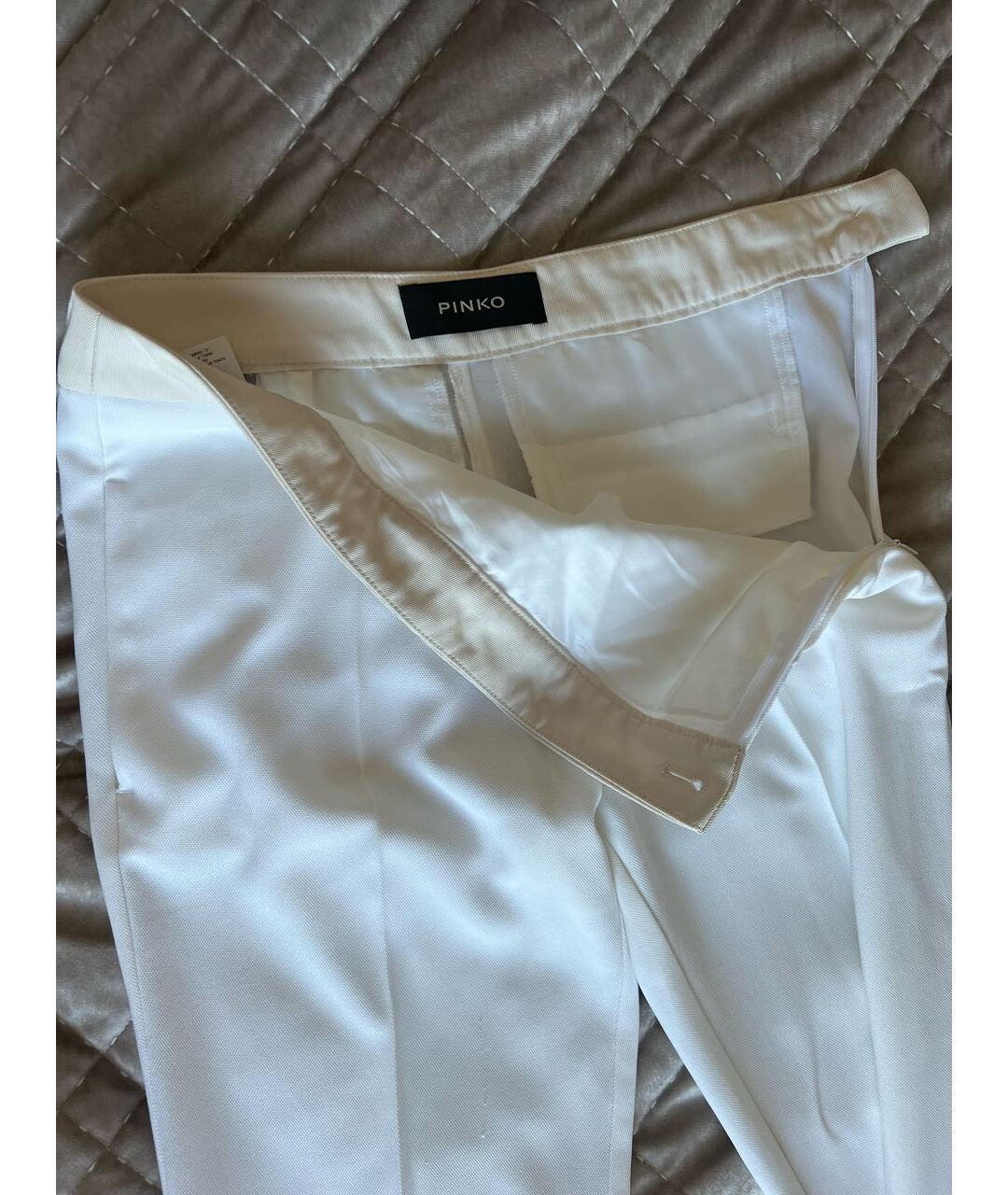 PINKO Белые полиэстеровые прямые брюки, фото 3