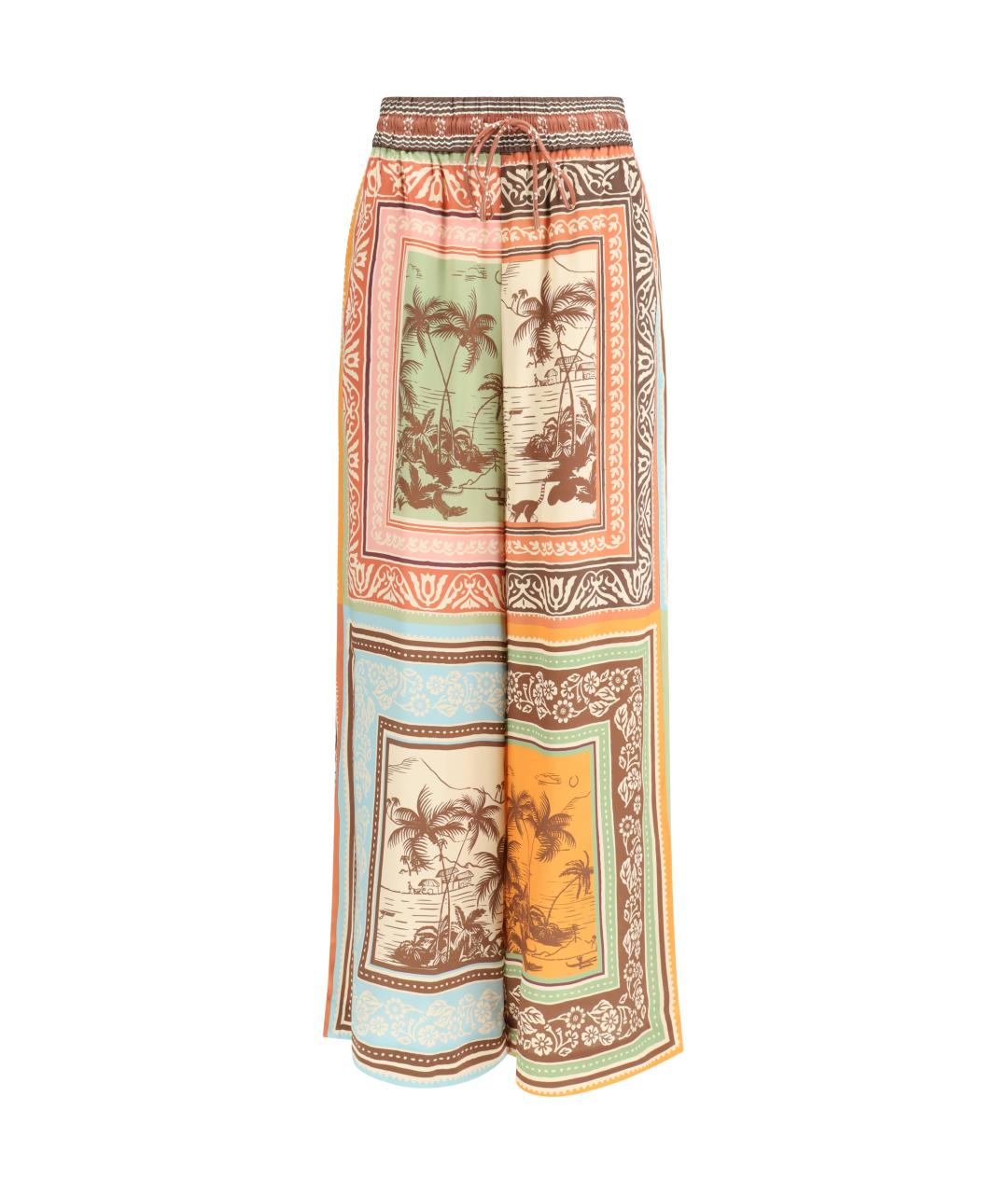 Alemais Мульти шелковые прямые брюки, фото 1