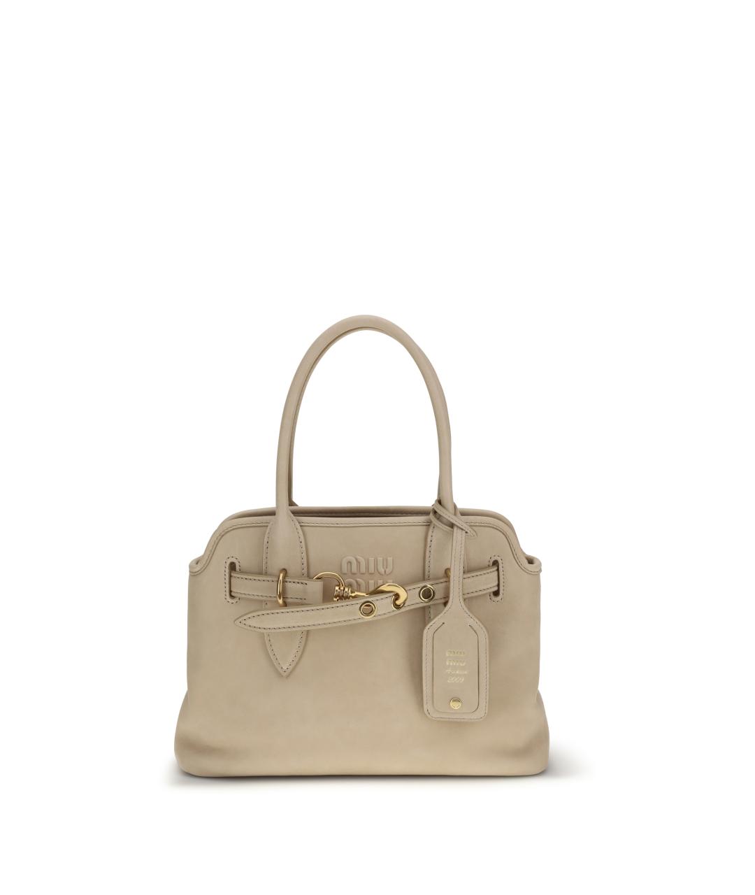 MIU MIU Бежевая кожаная сумка тоут, фото 1