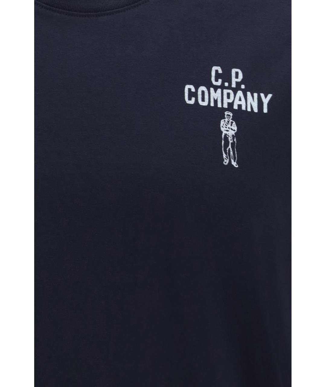 CP COMPANY Темно-синяя хлопковая футболка, фото 3