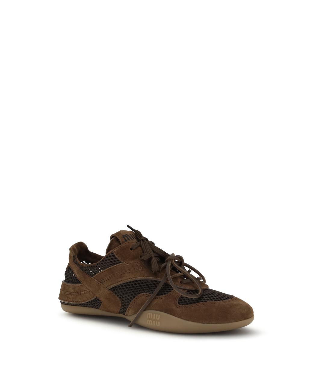 MIU MIU Коричневые замшевые кроссовки, фото 2