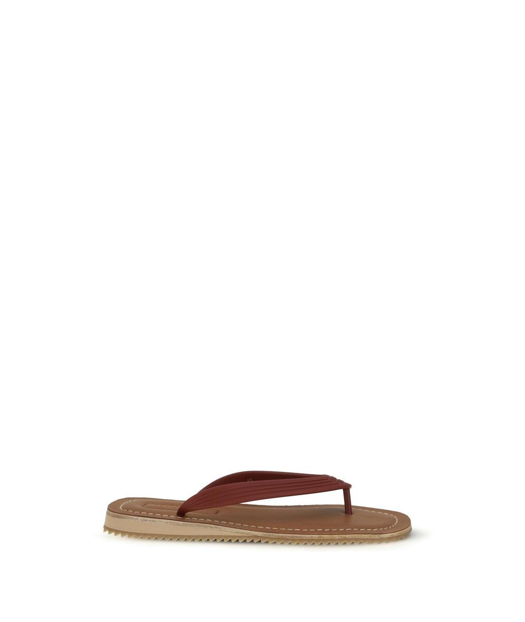 MIU MIU Коричневые кожаные шлепанцы, фото 1