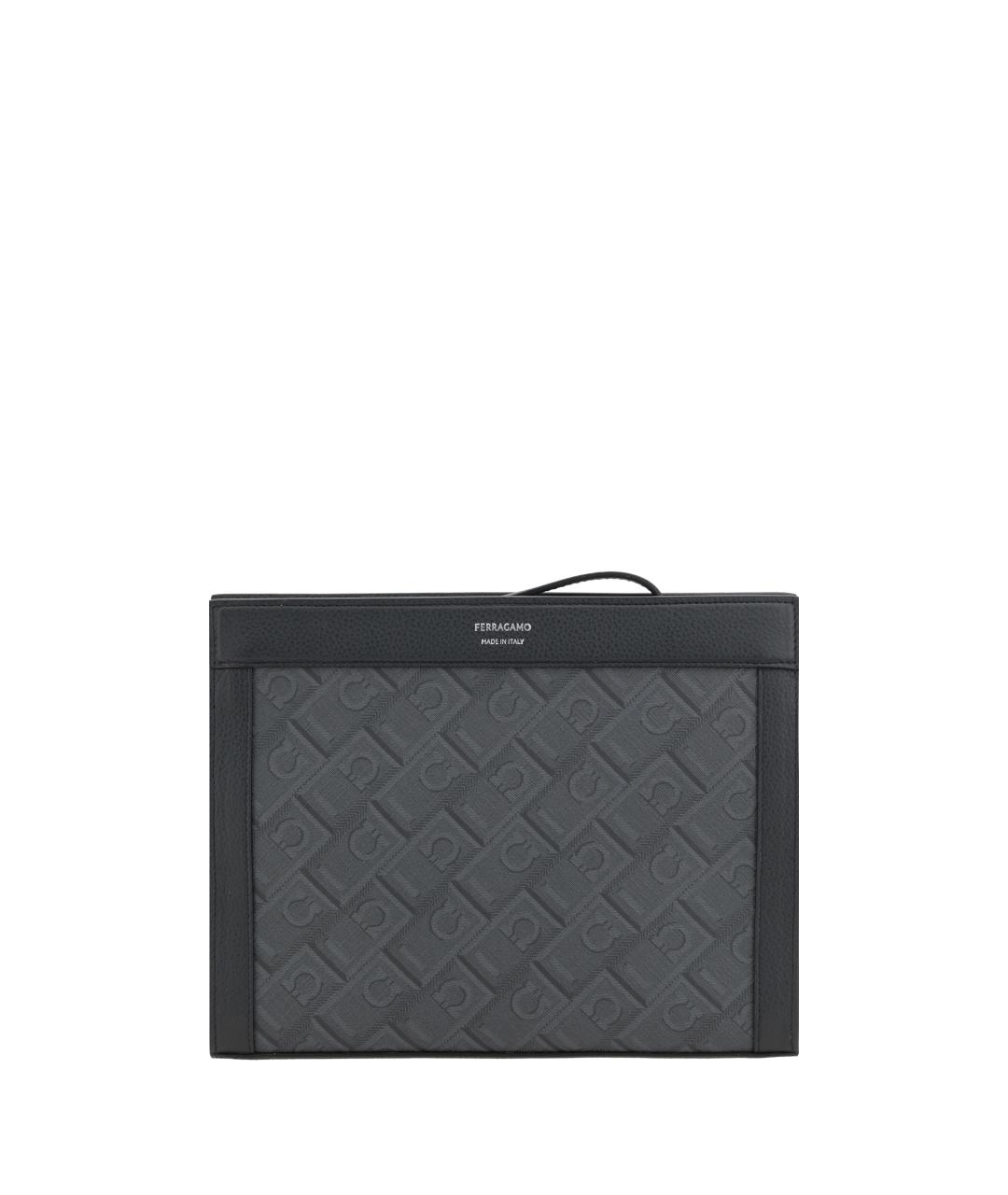 FERRAGAMO Черная кожаная барсетка, фото 1