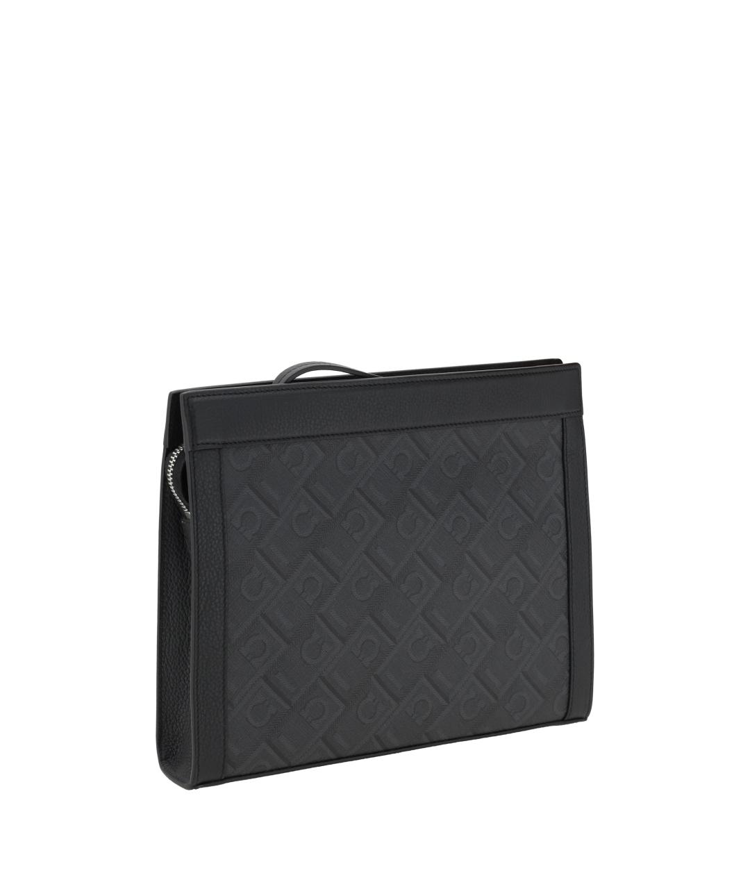 FERRAGAMO Черная кожаная барсетка, фото 3