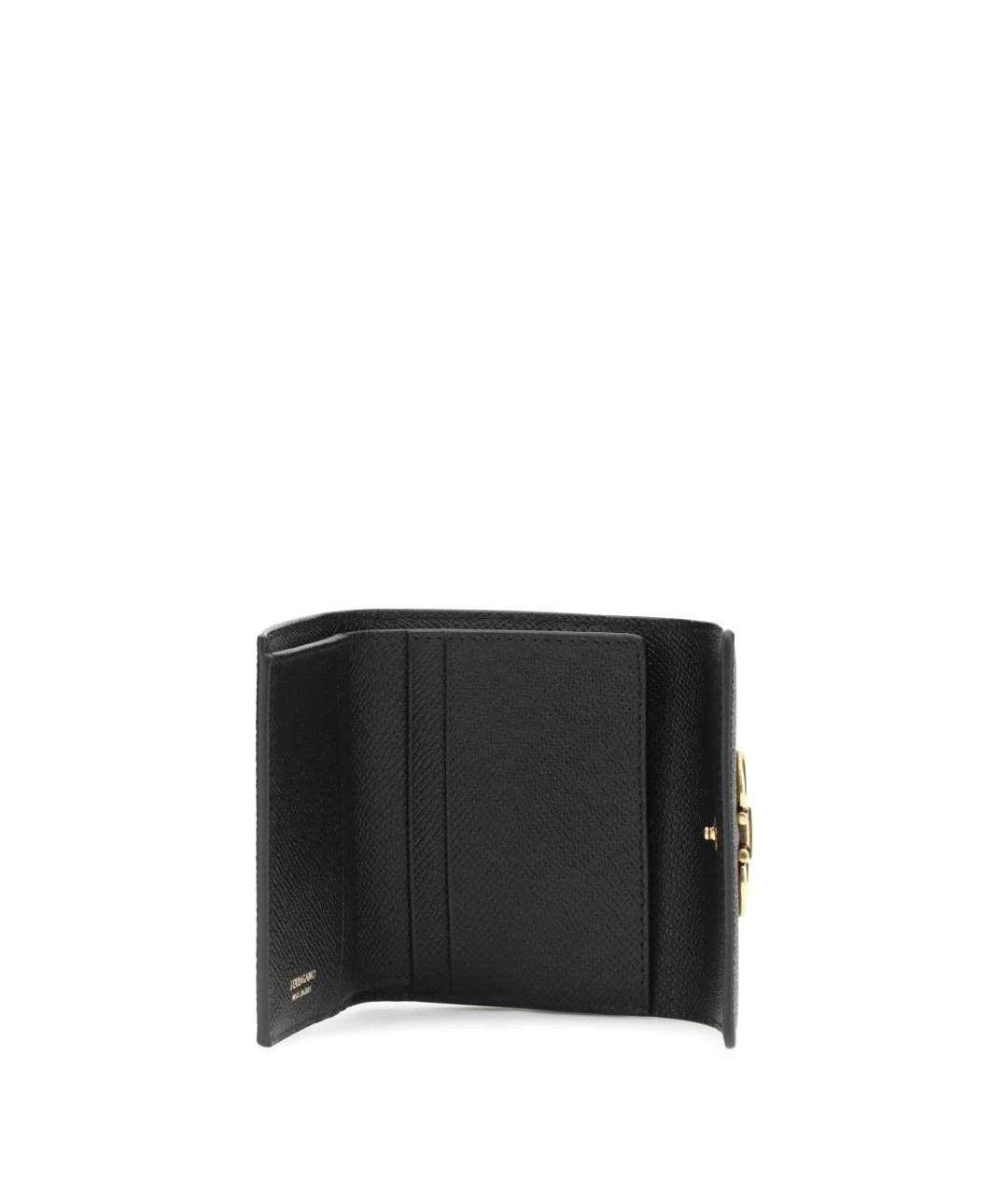 FERRAGAMO Черный кожаный кошелек, фото 3