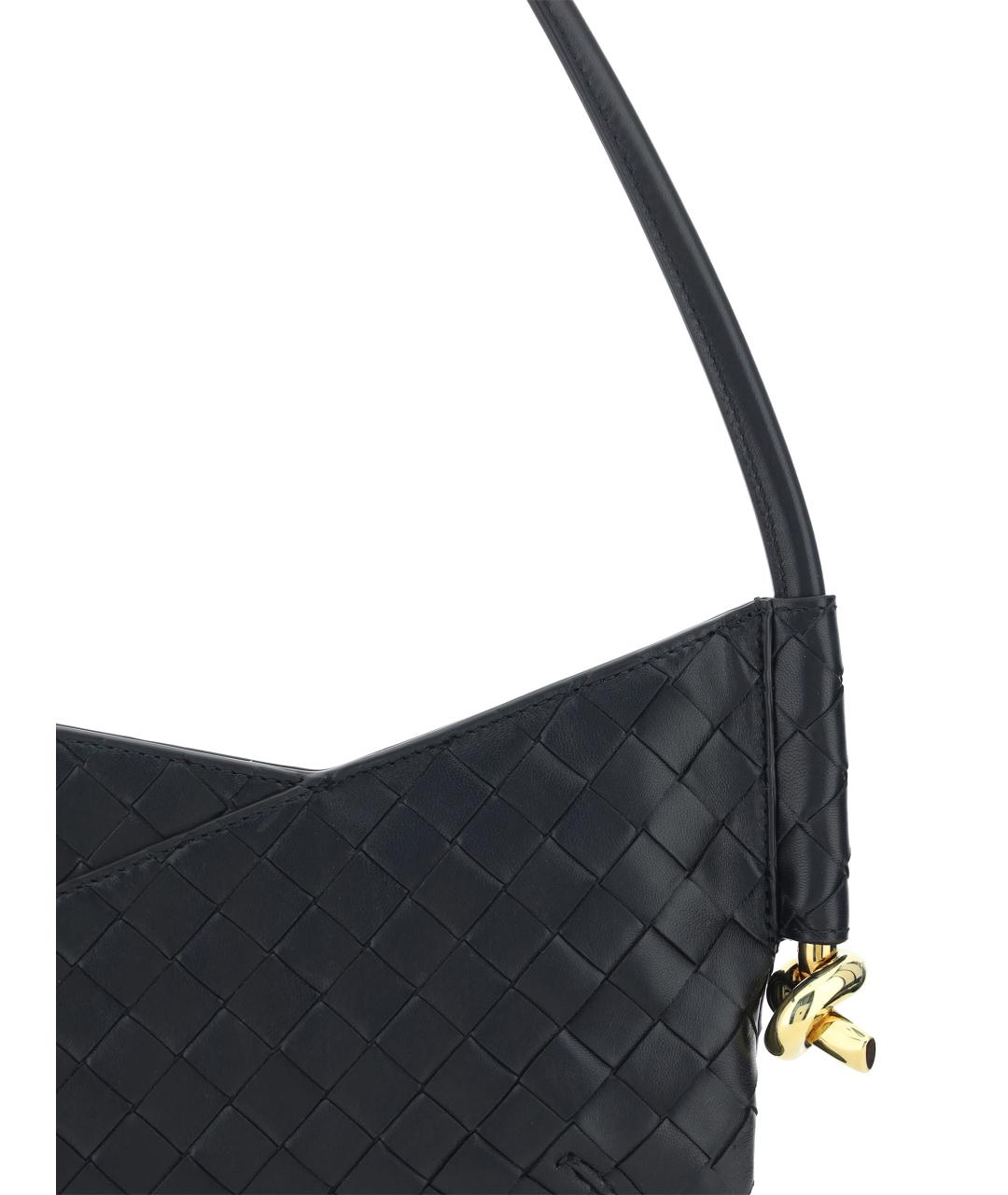 BOTTEGA VENETA Черная кожаная сумка через плечо, фото 4