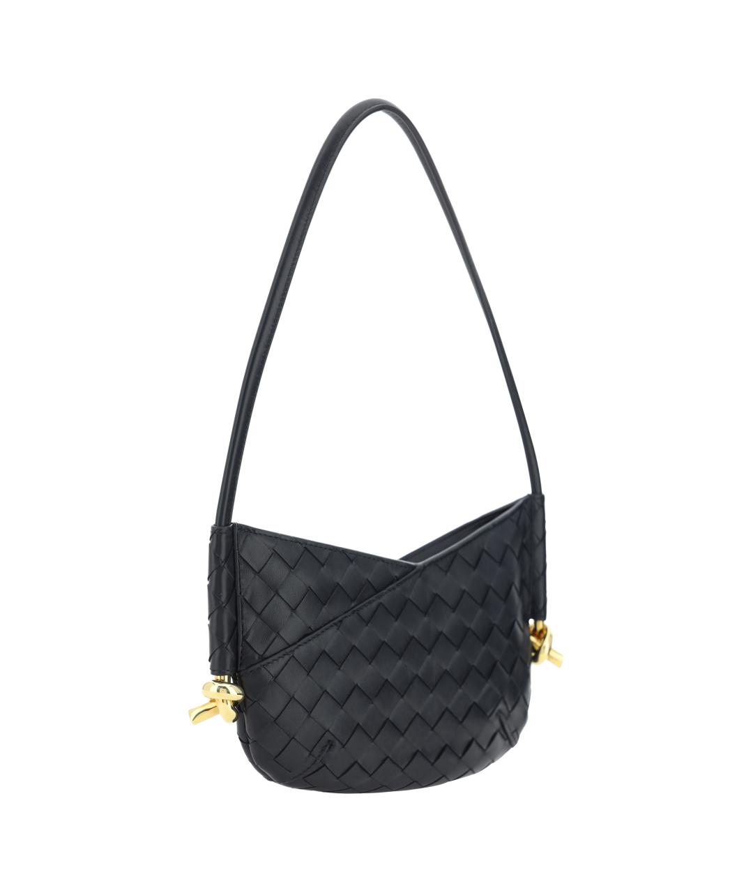 BOTTEGA VENETA Черная кожаная сумка через плечо, фото 2