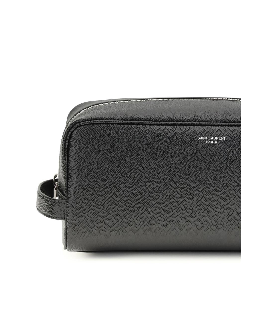 SAINT LAURENT Черная кожаная барсетка, фото 4