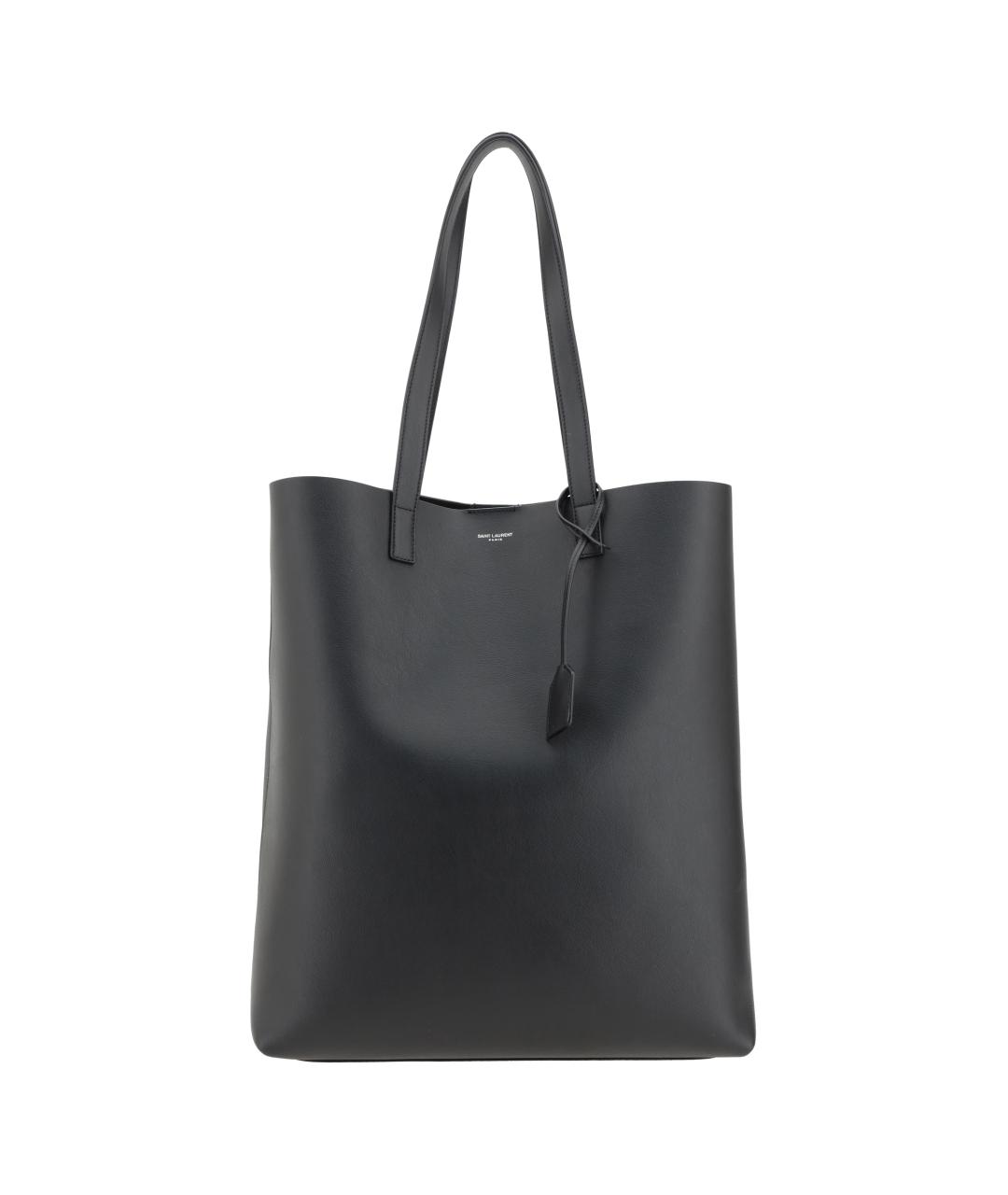 SAINT LAURENT Черная кожаная сумка тоут, фото 1