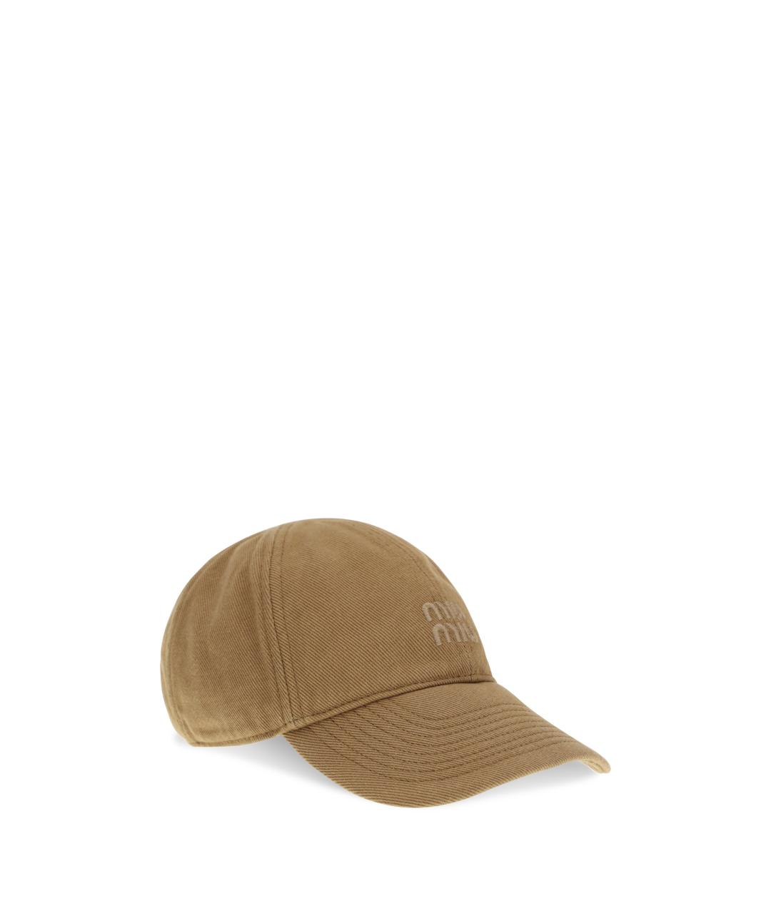 MIU MIU Коричневая хлопковая кепка, фото 2