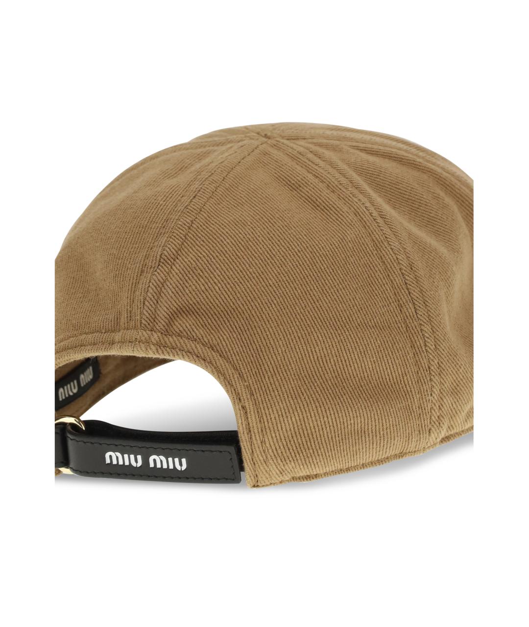MIU MIU Коричневая хлопковая кепка, фото 3