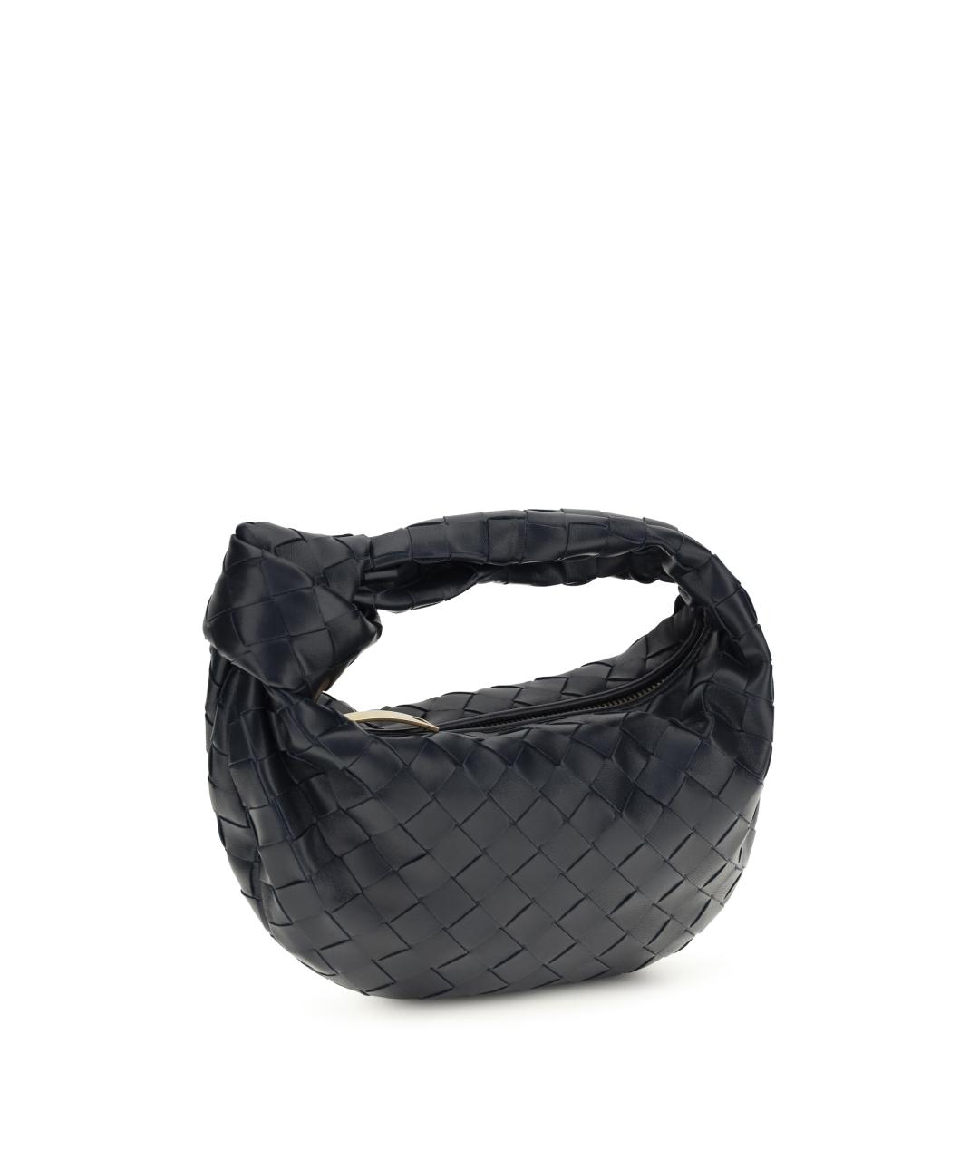 BOTTEGA VENETA Темно-синяя кожаная сумка с короткими ручками, фото 3