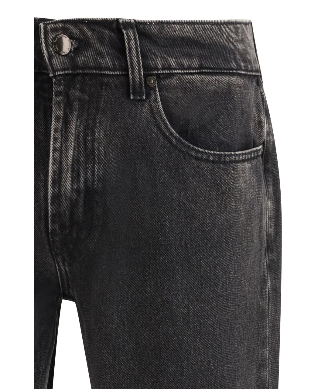 7 FOR ALL MANKIND Черные хлопковые прямые джинсы, фото 3