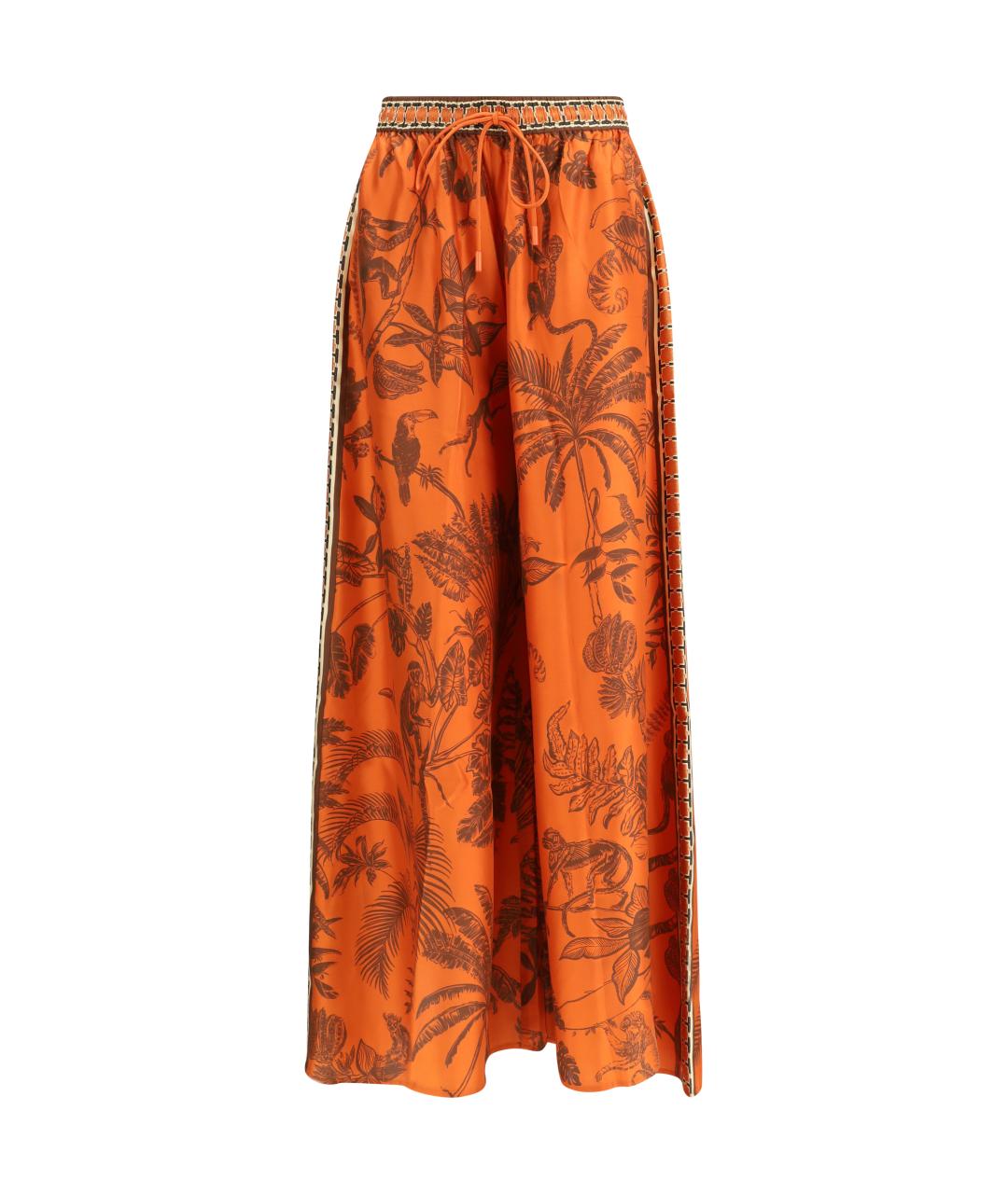 Alemais Оранжевое шелковые прямые брюки, фото 1