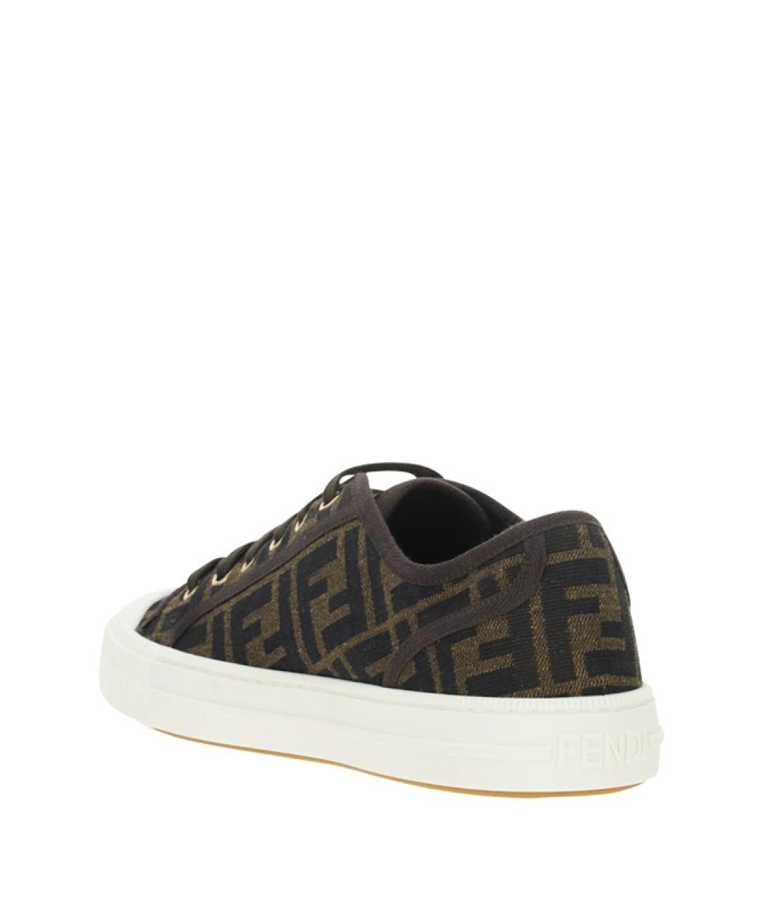 FENDI Коричневые текстильные низкие кроссовки / кеды, фото 3