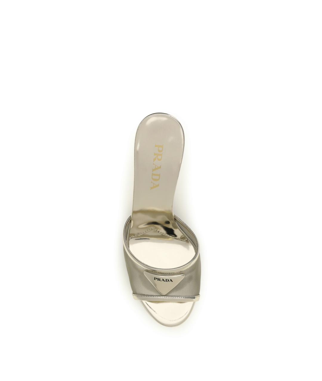 PRADA Золотые кожаные мюли, фото 4
