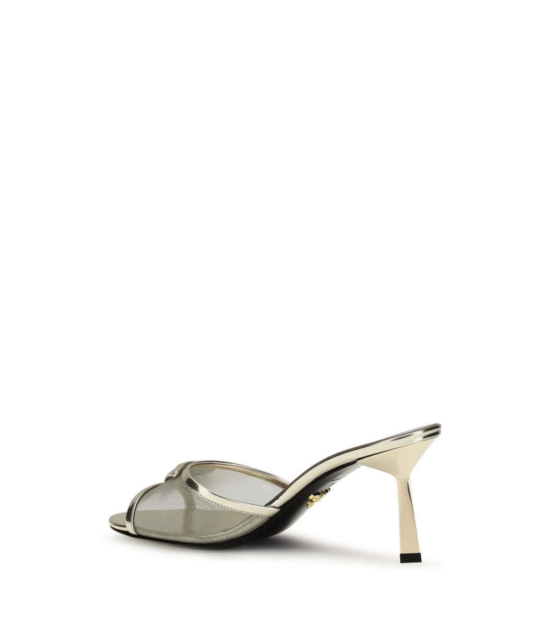 PRADA Золотые кожаные мюли, фото 3