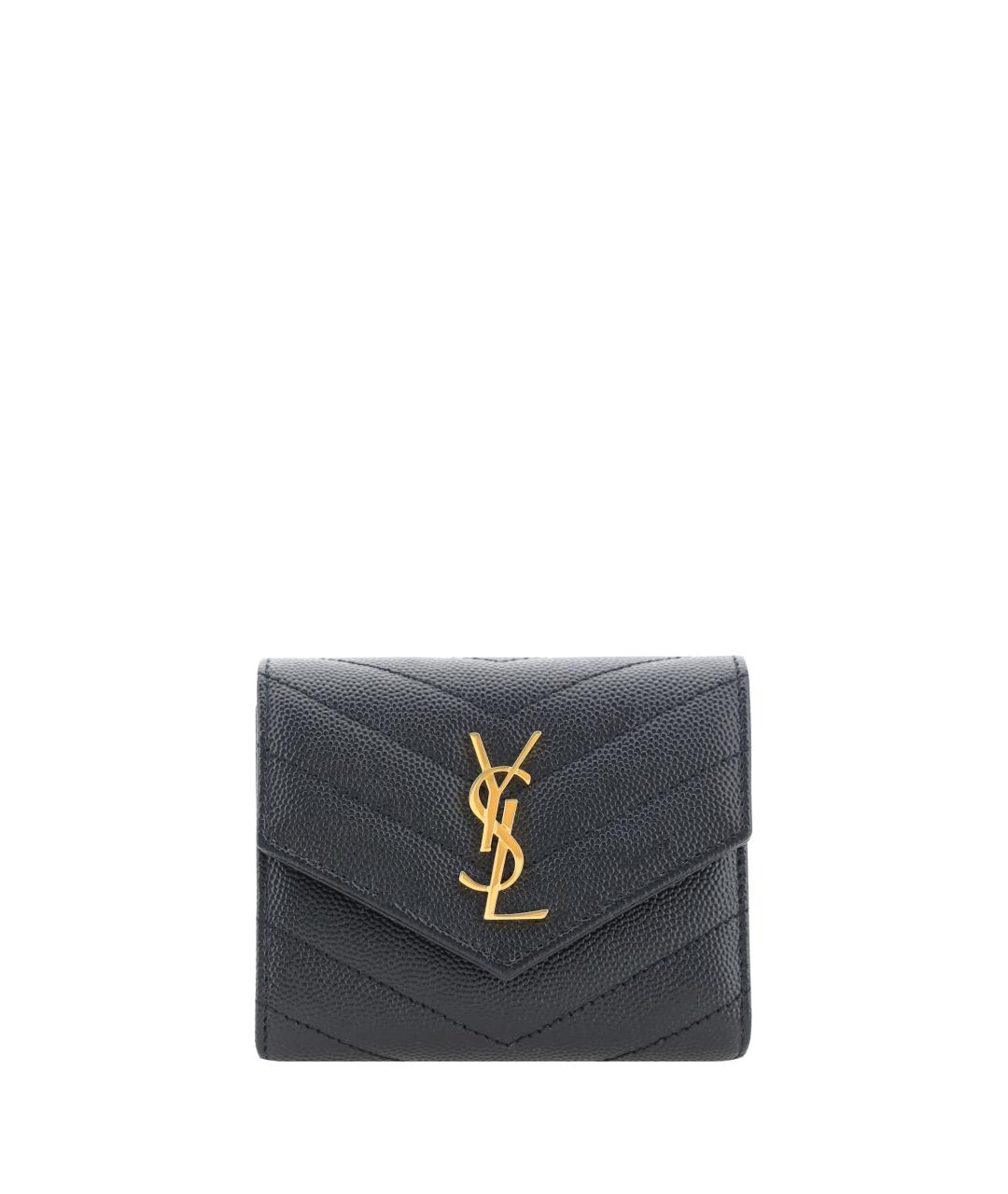 SAINT LAURENT Черный кожаный кошелек, фото 2