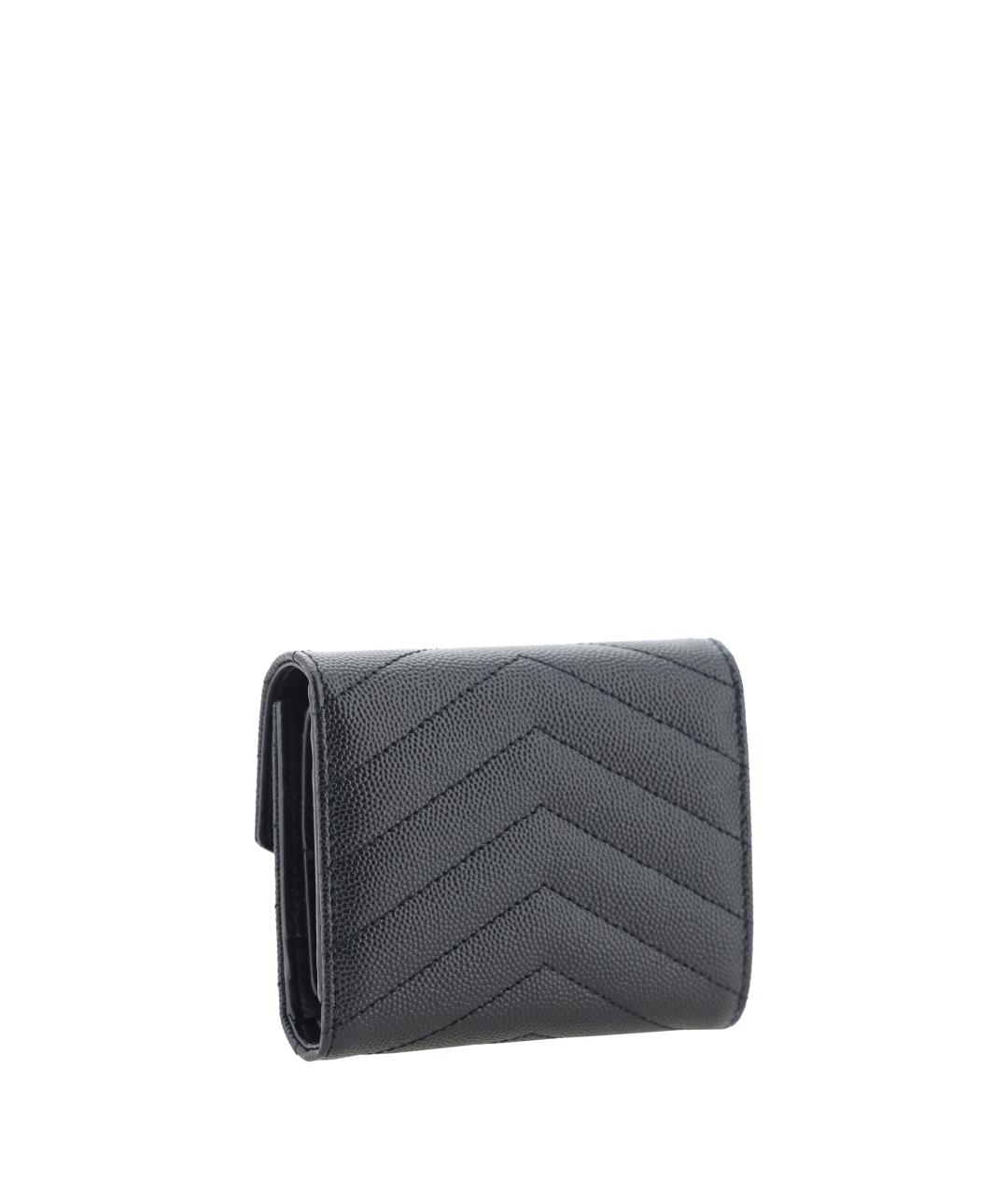 SAINT LAURENT Черный кожаный кошелек, фото 3