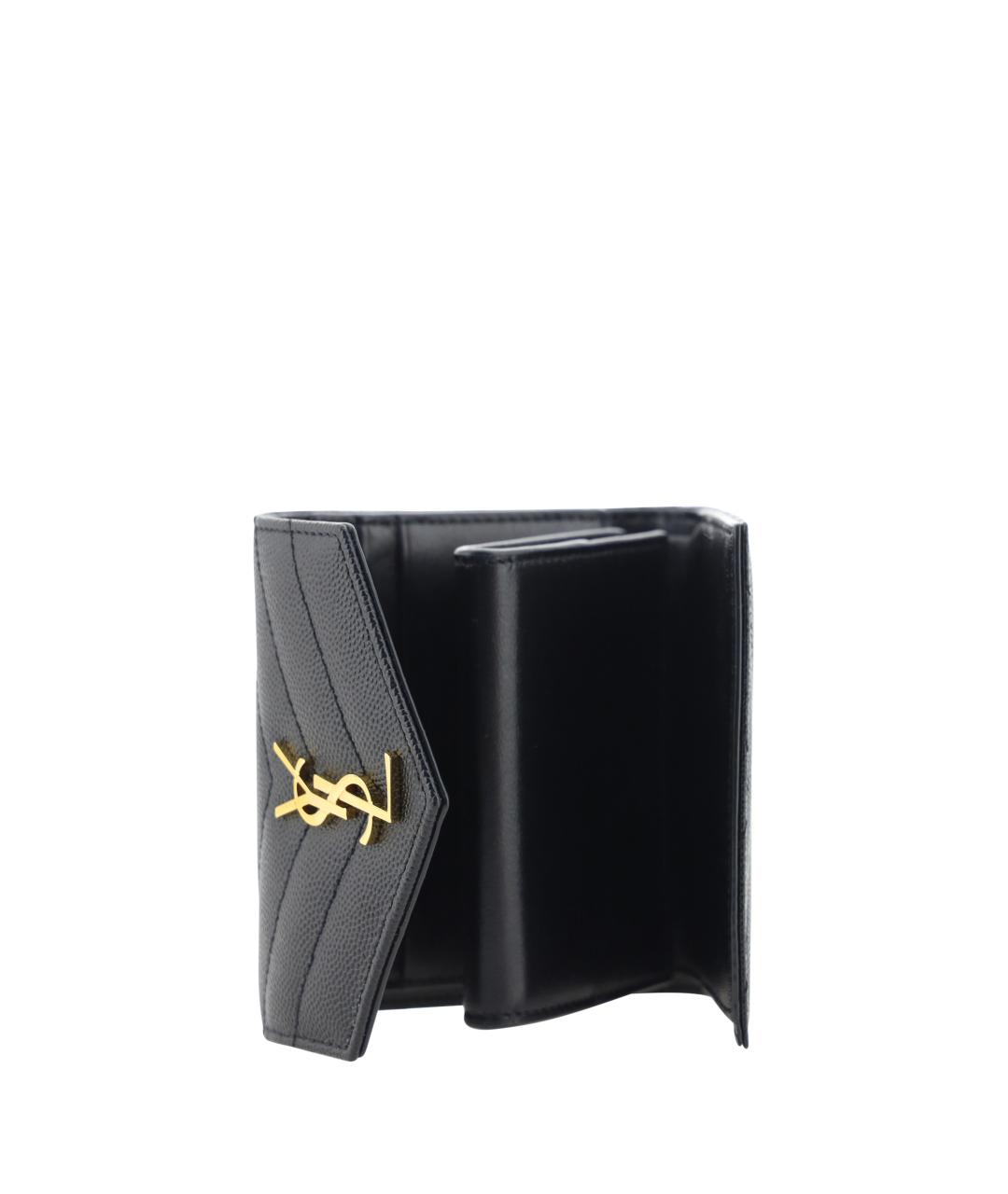 SAINT LAURENT Черный кожаный кошелек, фото 4