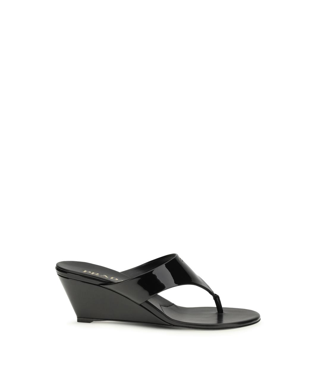 PRADA Черные мюли из лакированной кожи, фото 1