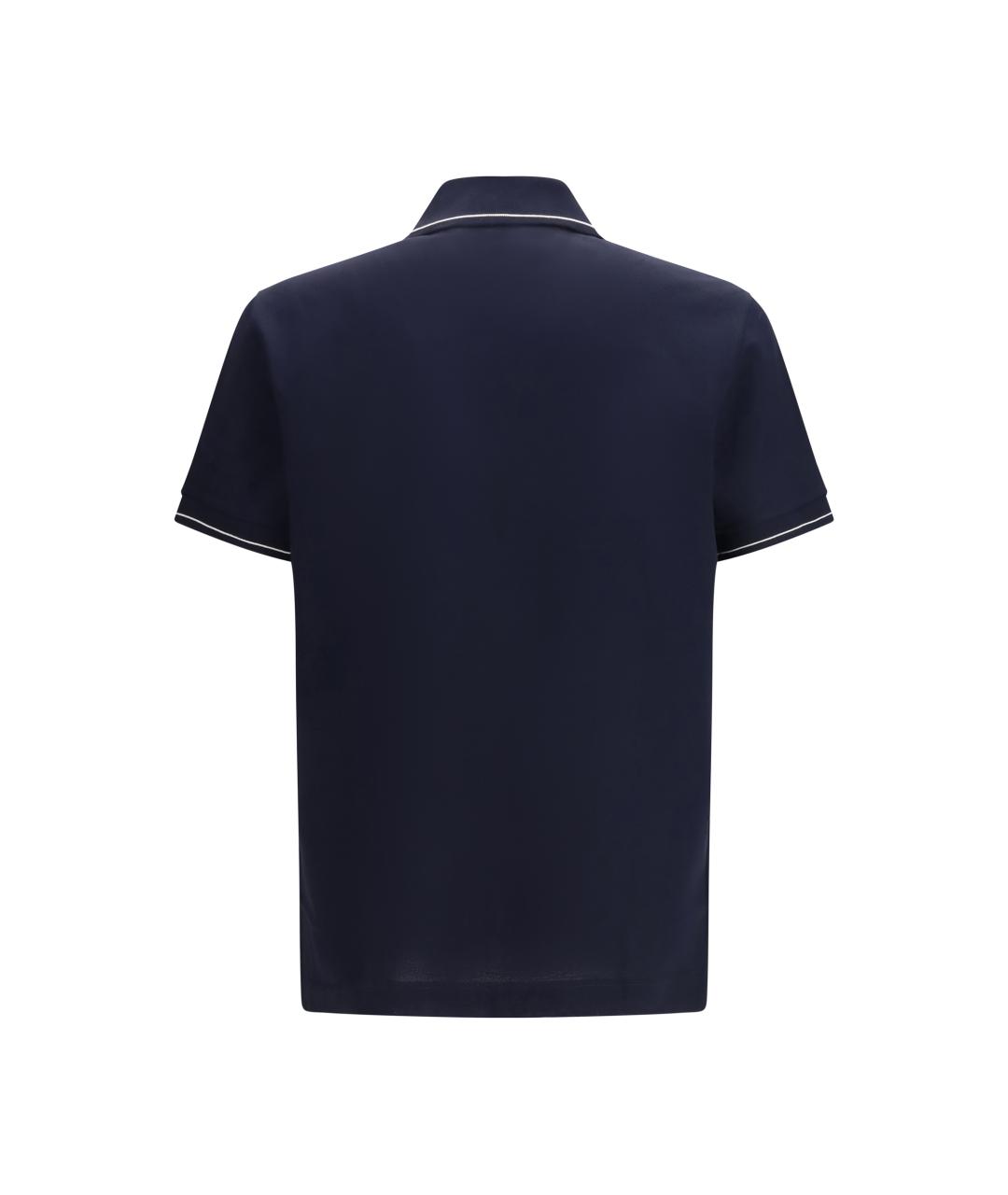 FERRAGAMO Темно-синее хлопковое поло с коротким рукавом, фото 2