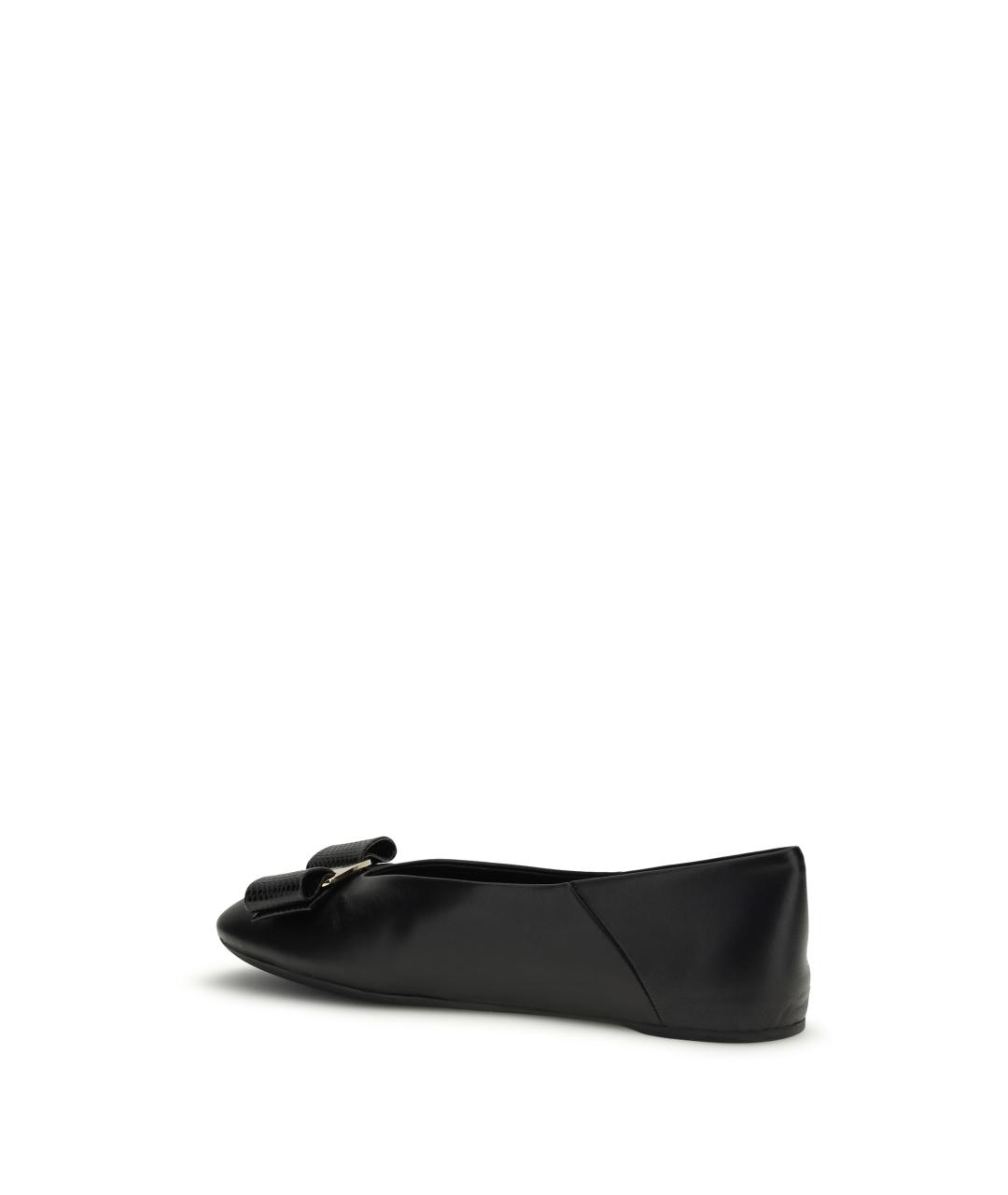 FERRAGAMO Черные кожаные балетки, фото 3